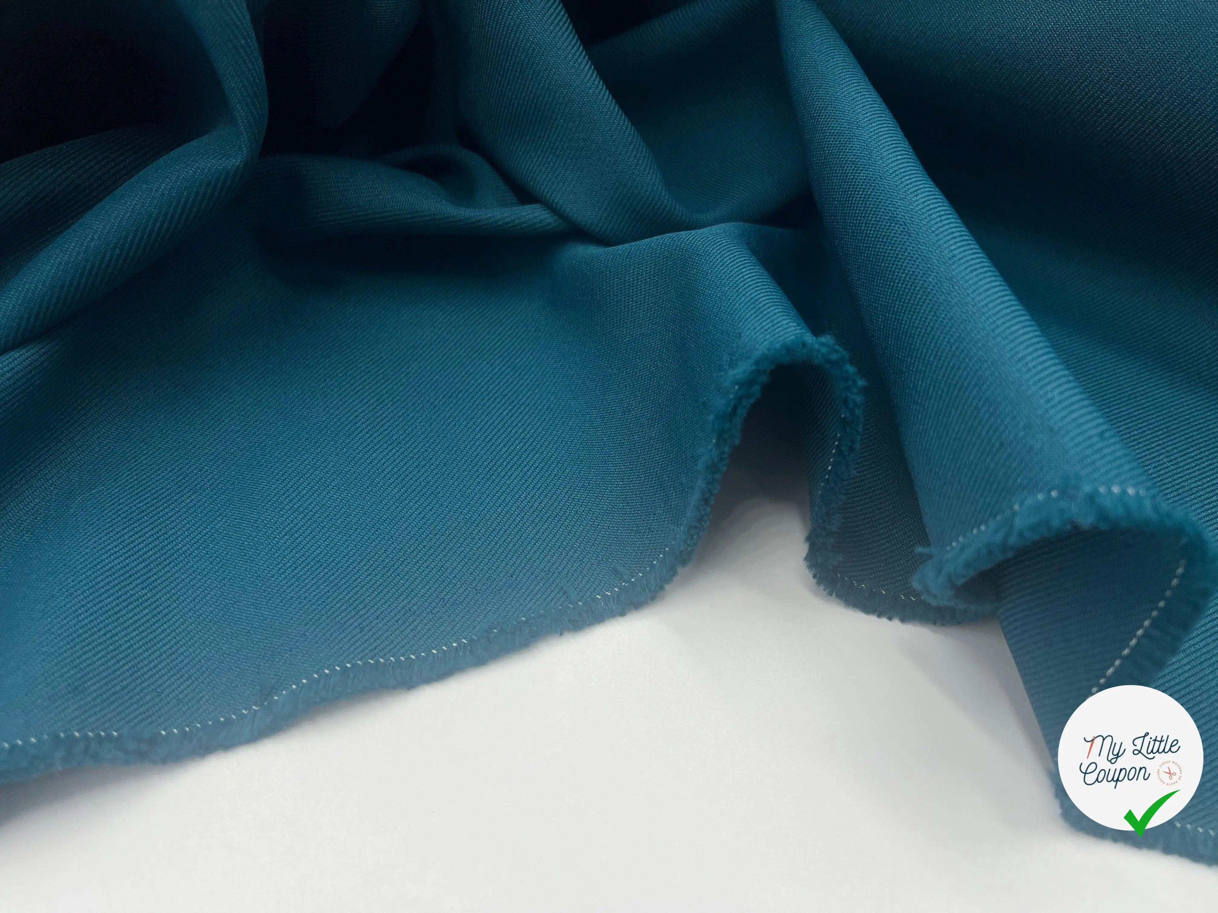 GABARDINE TWILL PRESTIGE COUTURE BLEU CANARD - My Little Coupon - tissu - coudre