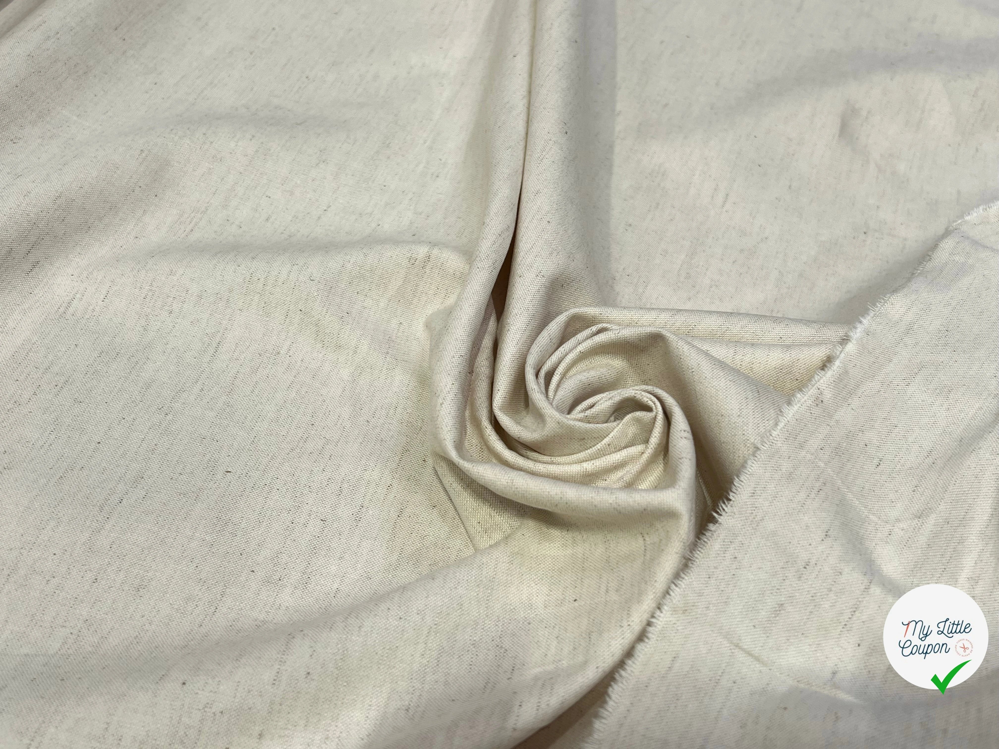 GABRDINE DE COTON ÉCRU CHINÉ 100% COTON 155CM - My Little Coupon