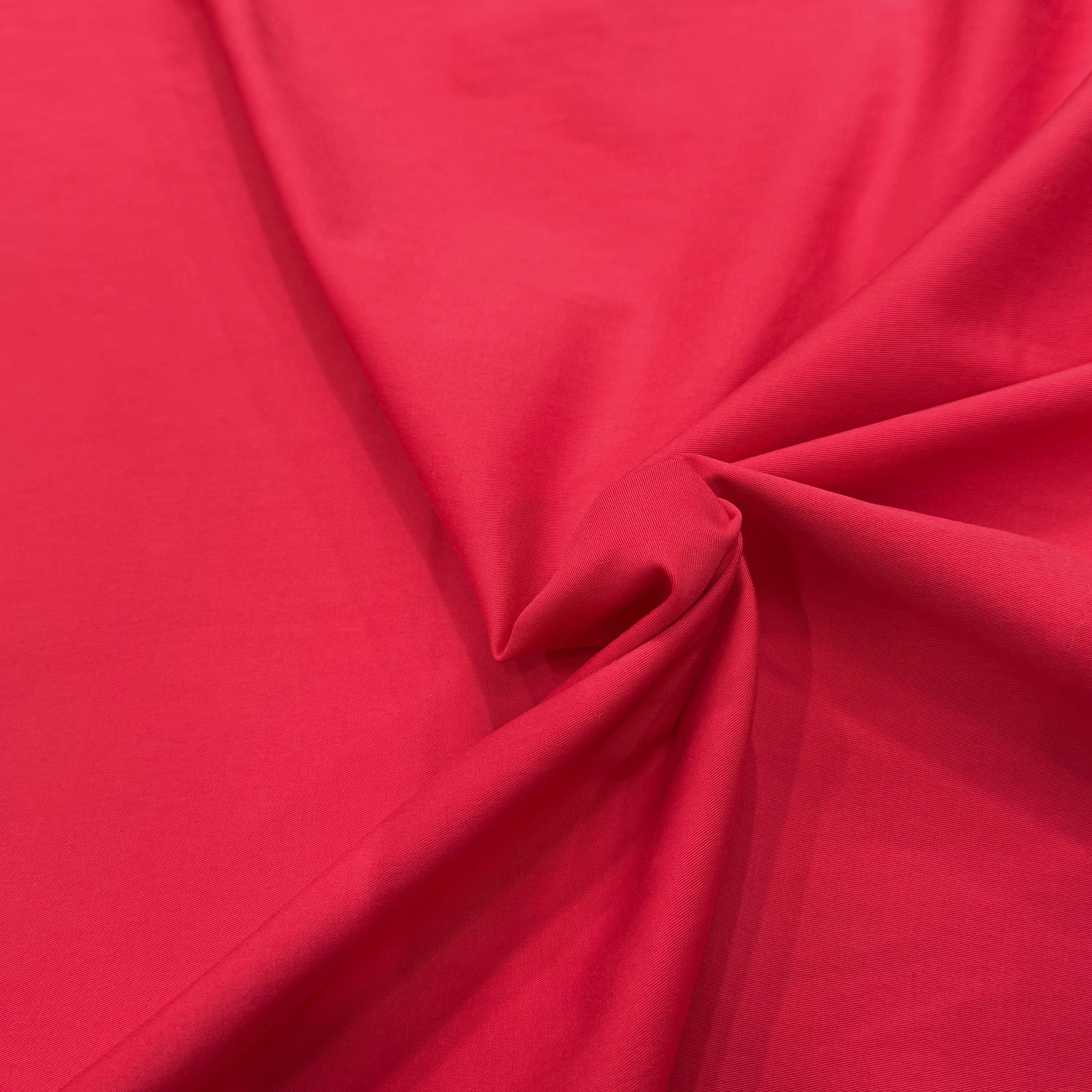 GABRDINE DE COTON ULTRA STRETCH LÉGÈREMENT STRIÉE ROUGE PAMPLEMOUSSE - My Little Coupon