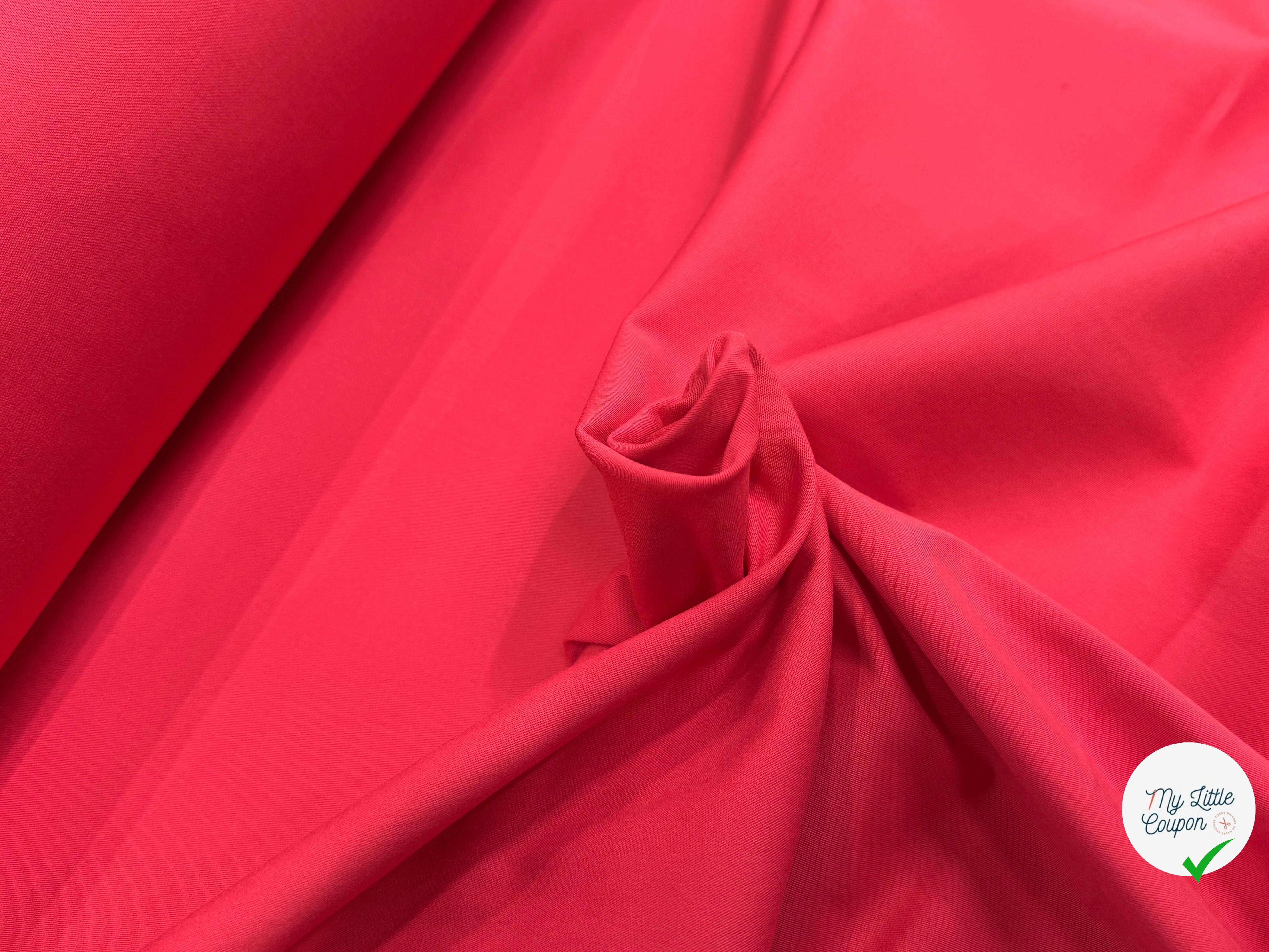 GABRDINE DE COTON ULTRA STRETCH LÉGÈREMENT STRIÉE TRÈS BELLE ROUGE VERT MIGNON - My Little Coupon