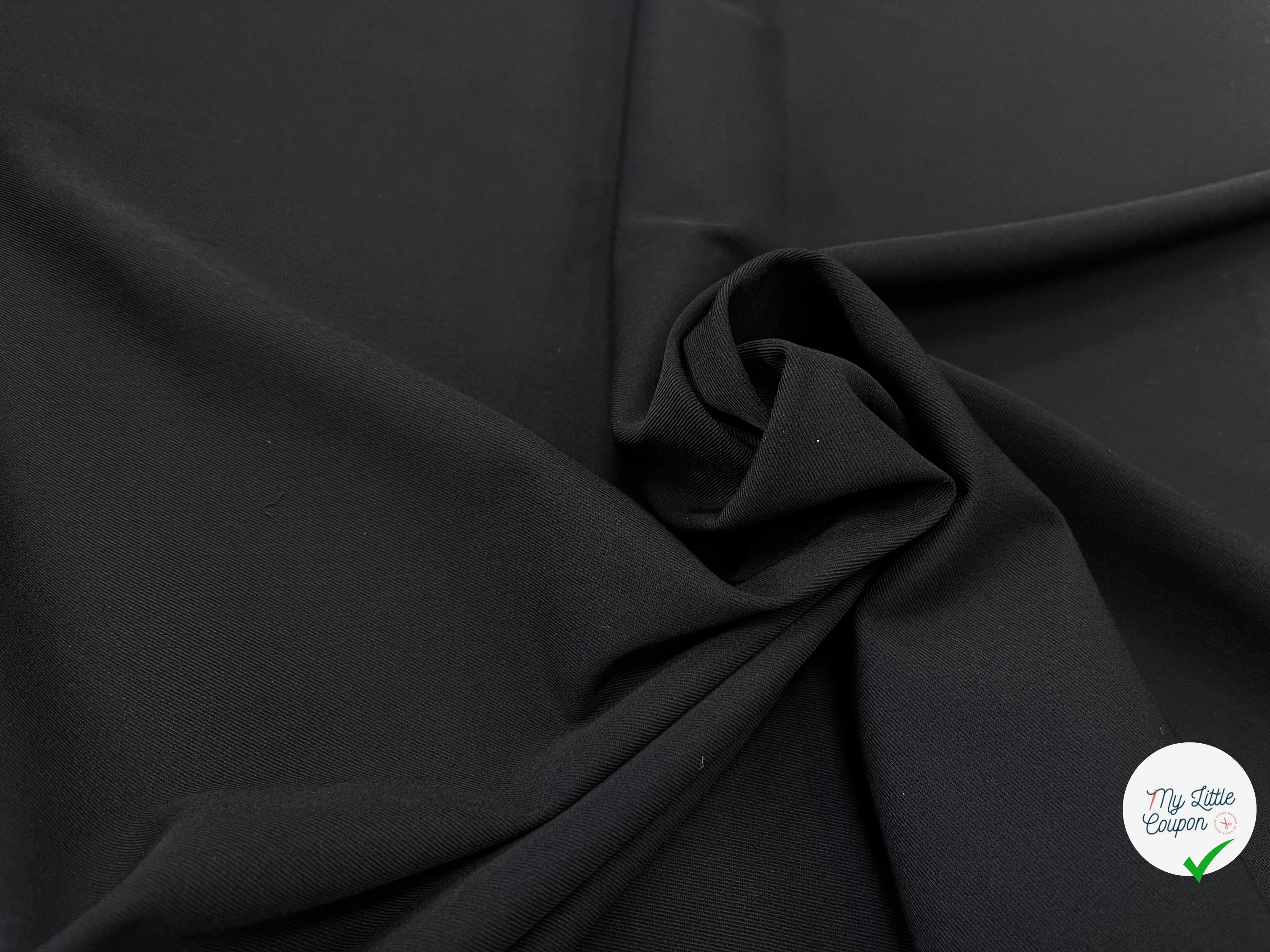 GABRDINE DE LAINE STRETCH UNI NOIR - My Little Coupon