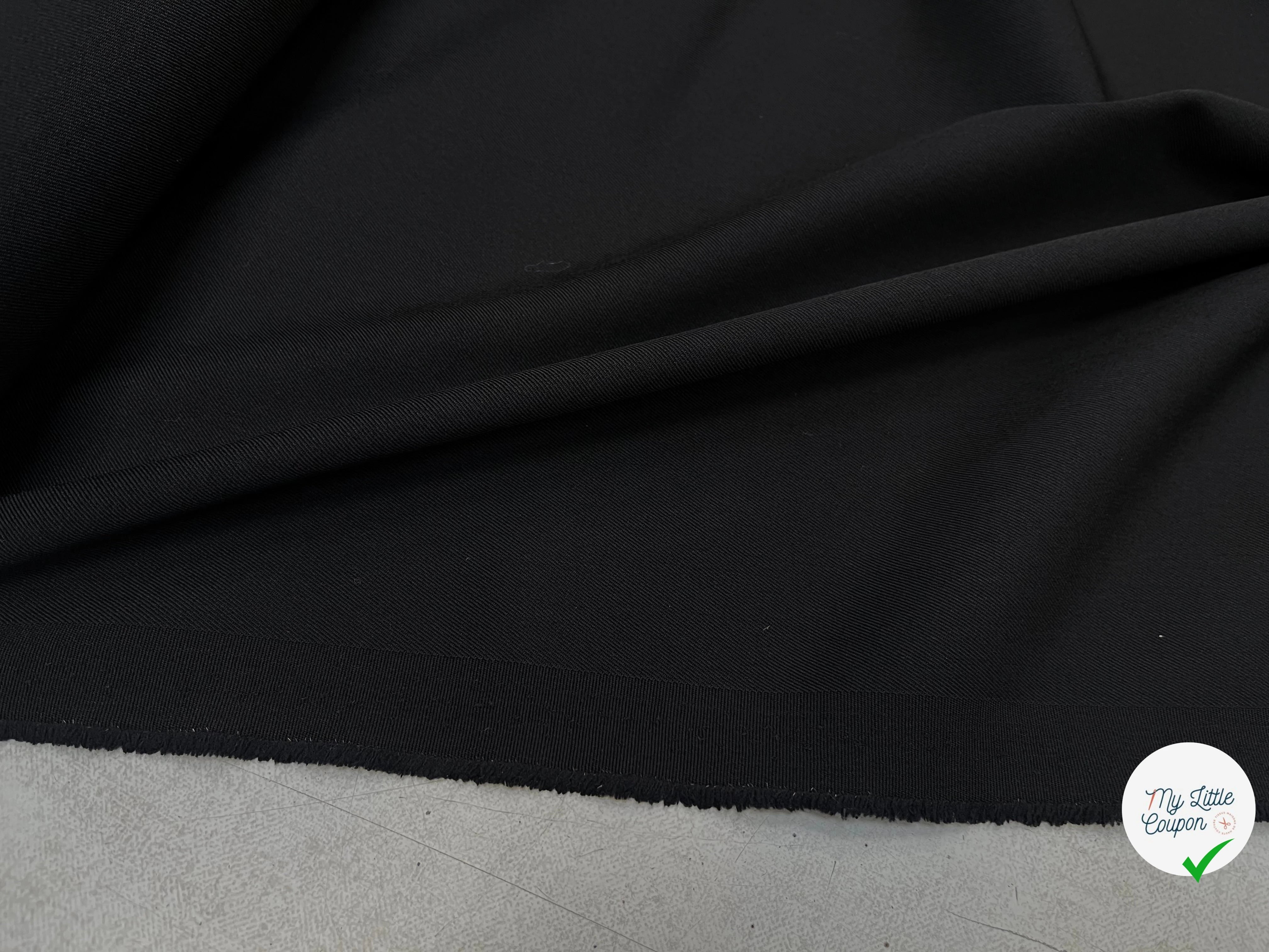 GABRDINE DE LAINE STRETCH UNI NOIR - My Little Coupon