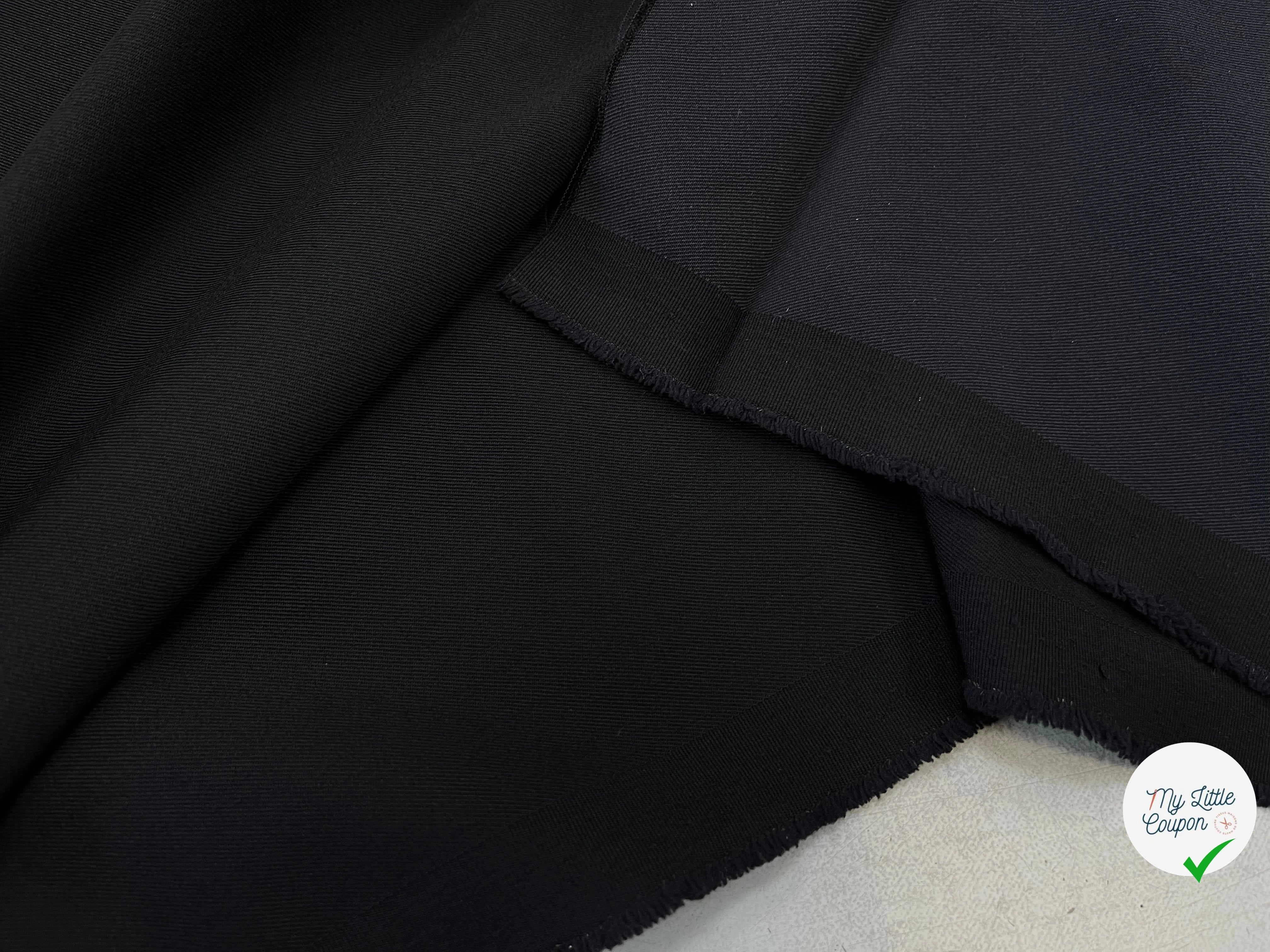 GABRDINE DE LAINE STRETCH UNI NOIR - My Little Coupon