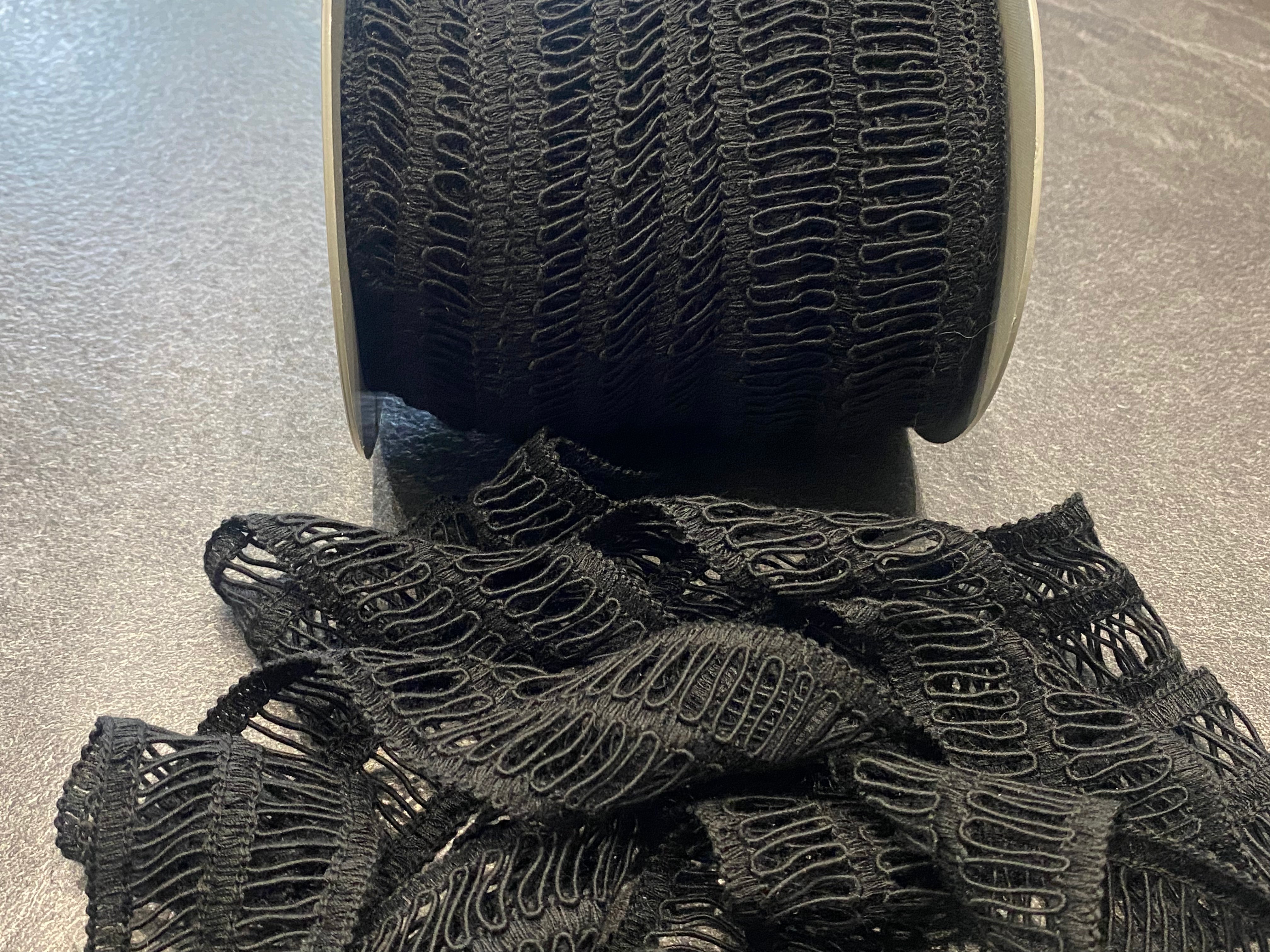 GALON AJOURÉ DOUBLE ÉCHELLE NOIR 45mm - My Little Coupon