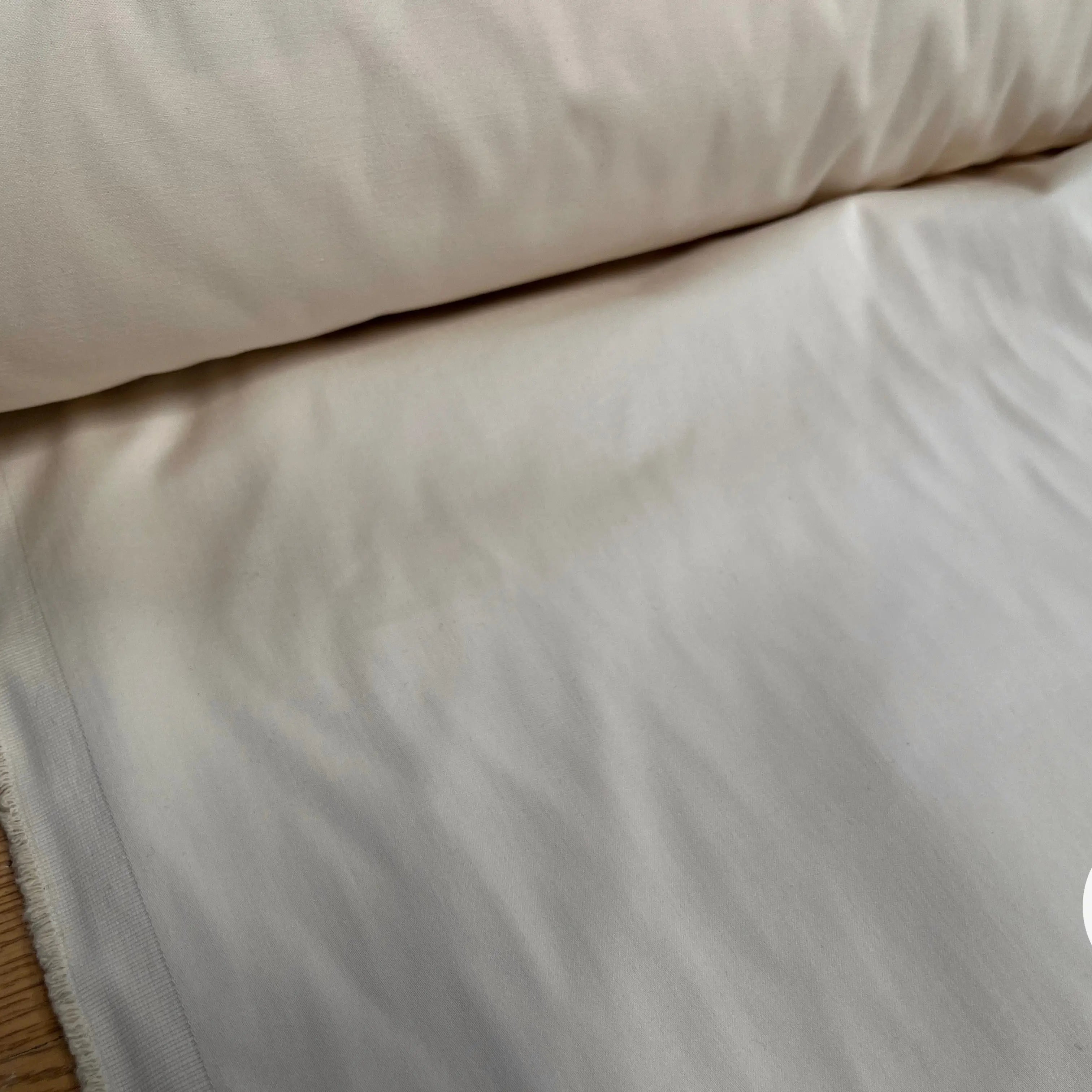 GARBADINE DE COTON ECRU STRETCH LEGREMENT SATINÉ - My Little Coupon