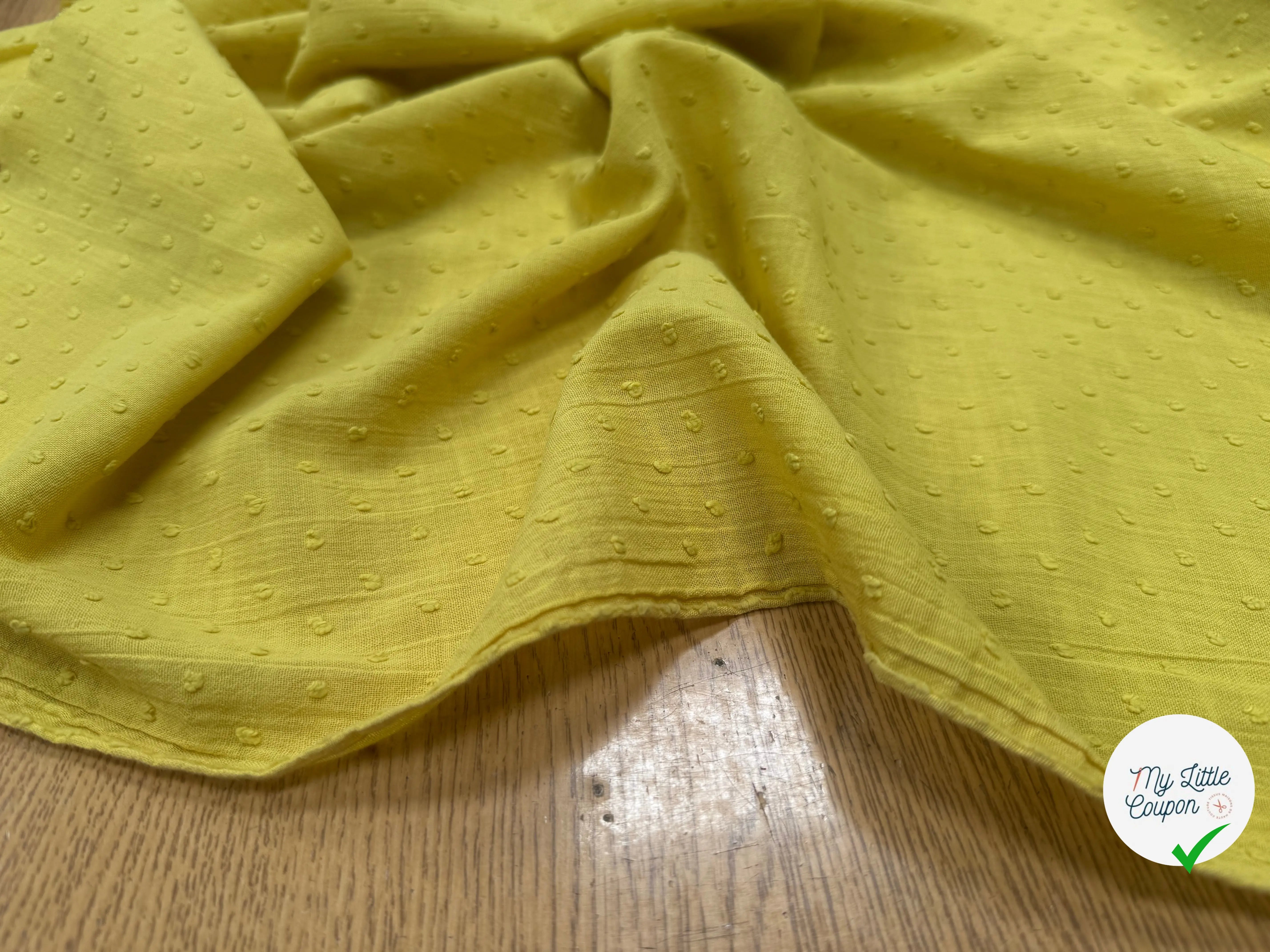 GAZE DE COTON JAUNE PLUMETIS - My Little Coupon