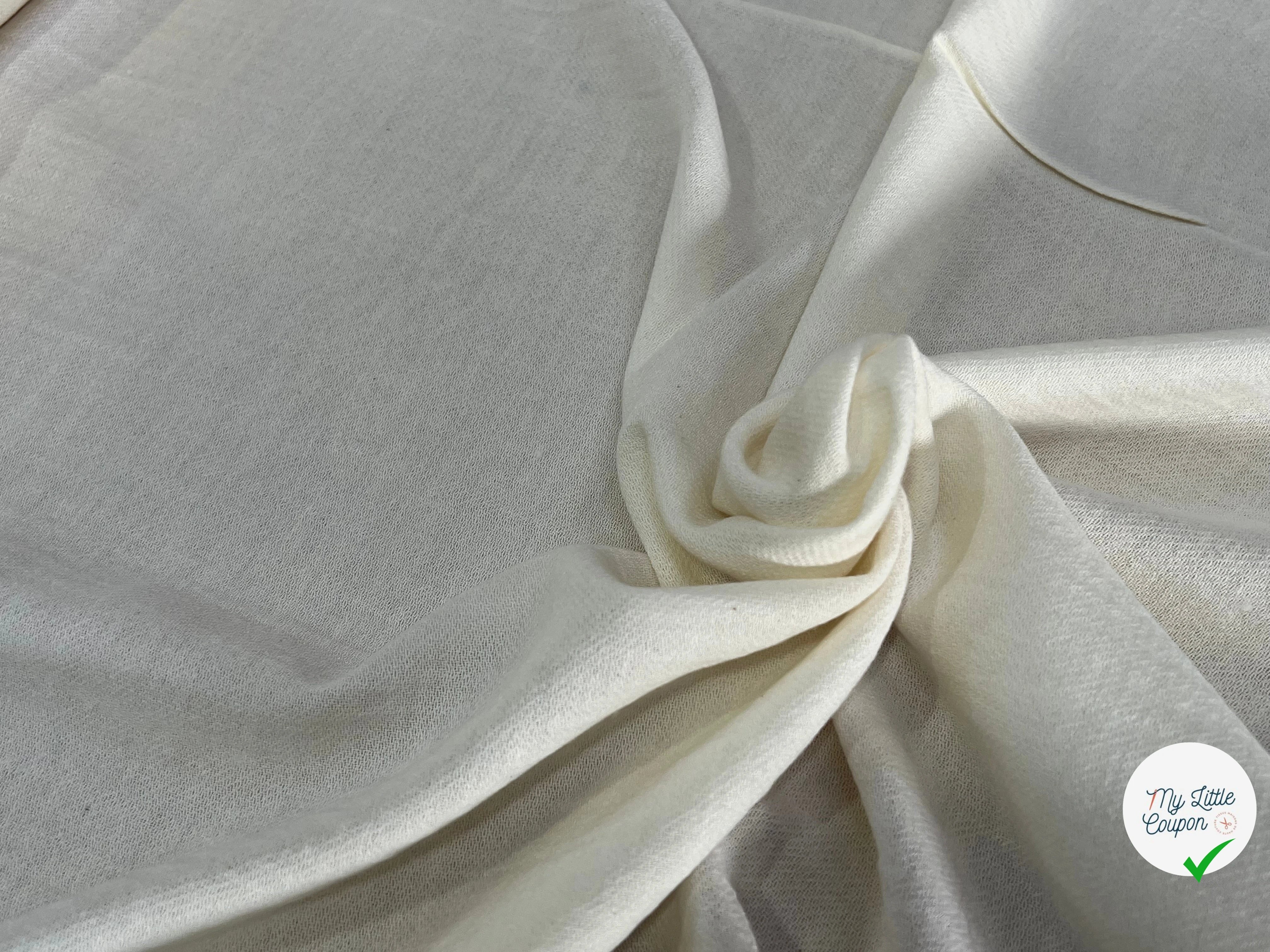 GAZE DE COTON LAINE BLANC CASSÉE 10% LAINE - My Little Coupon