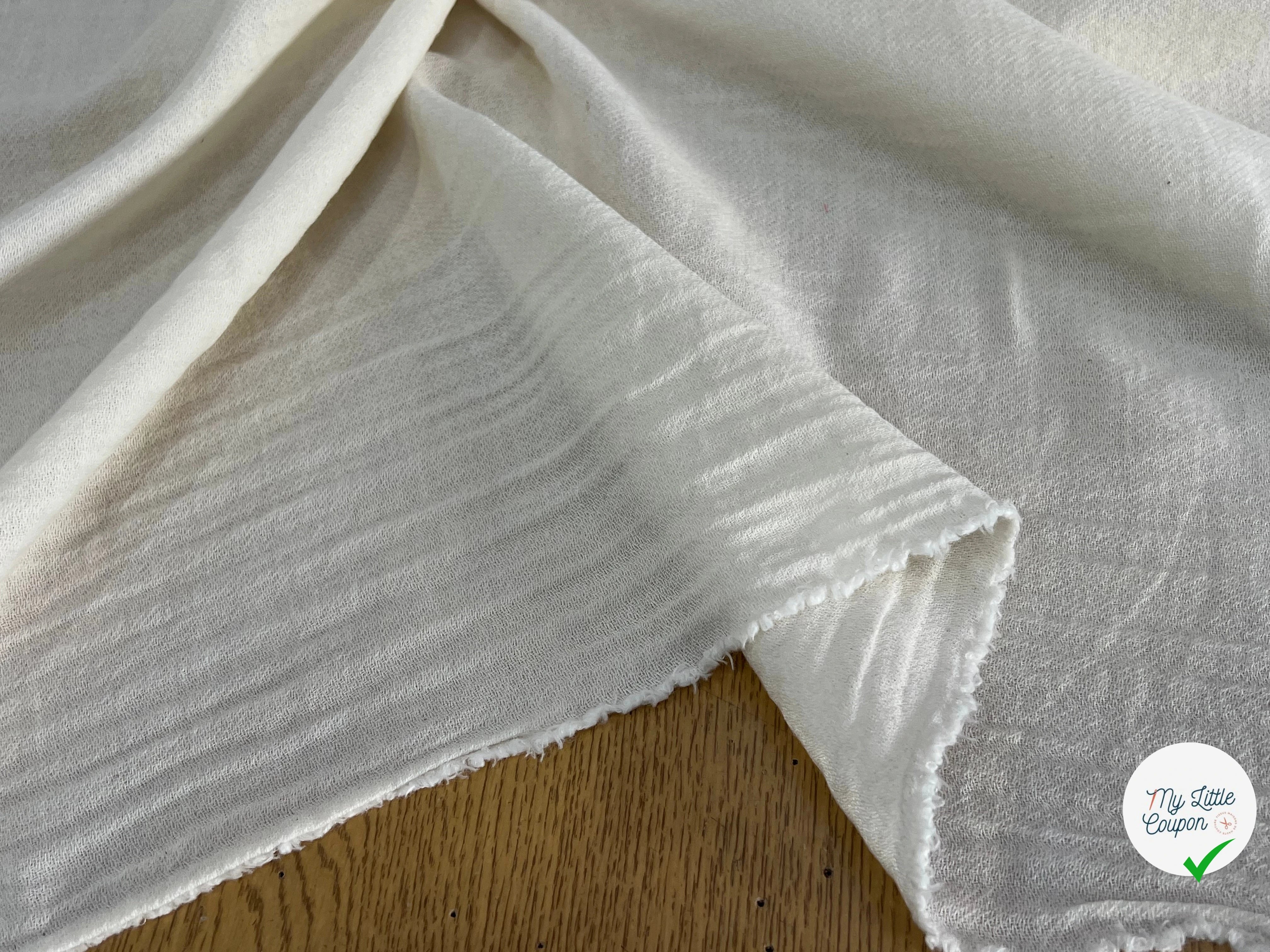 GAZE DE COTON LAINE BLANC CASSÉE 10% LAINE - My Little Coupon