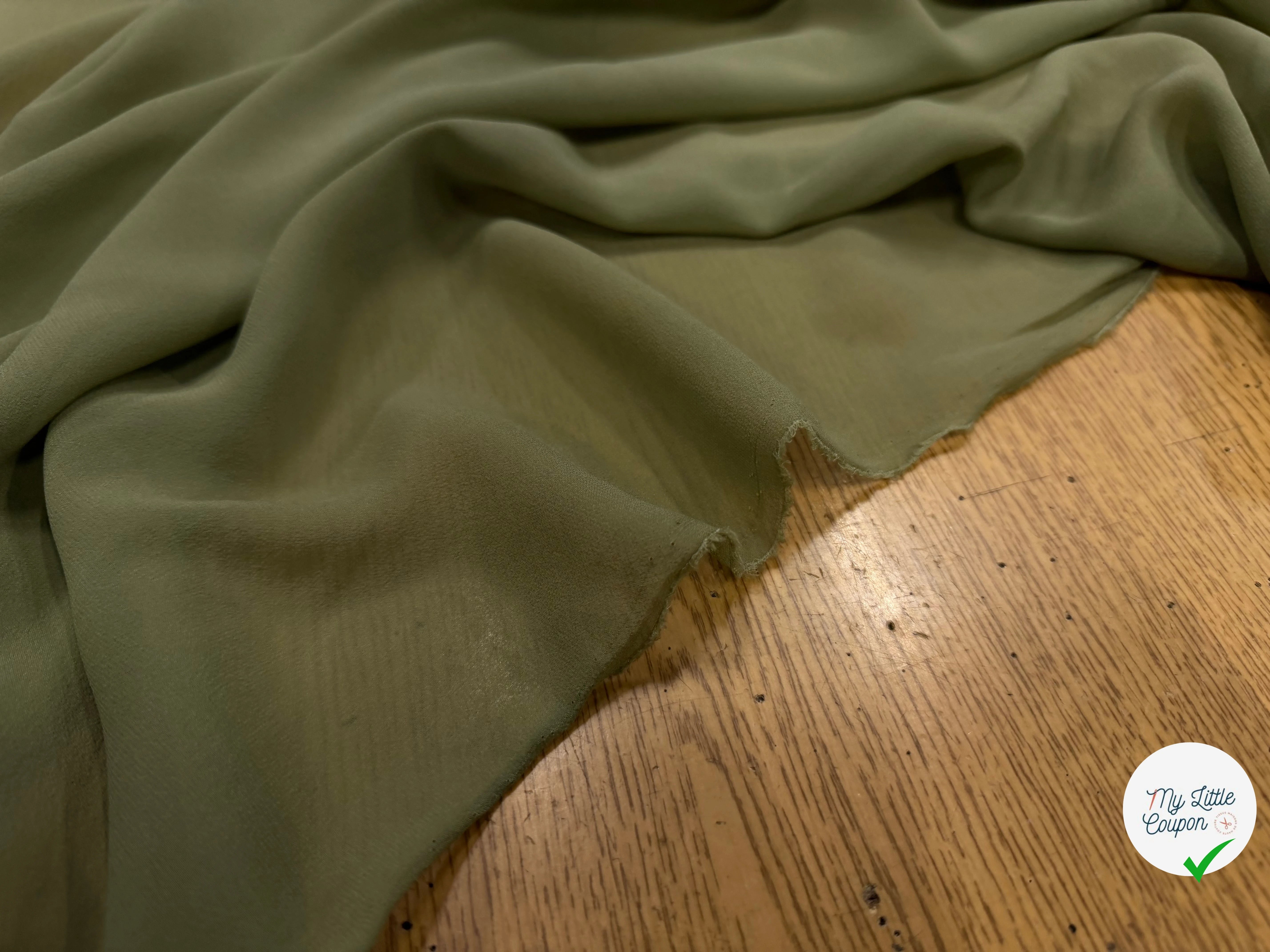 GEORGETTE DE SOIE OLIVE - My Little Coupon