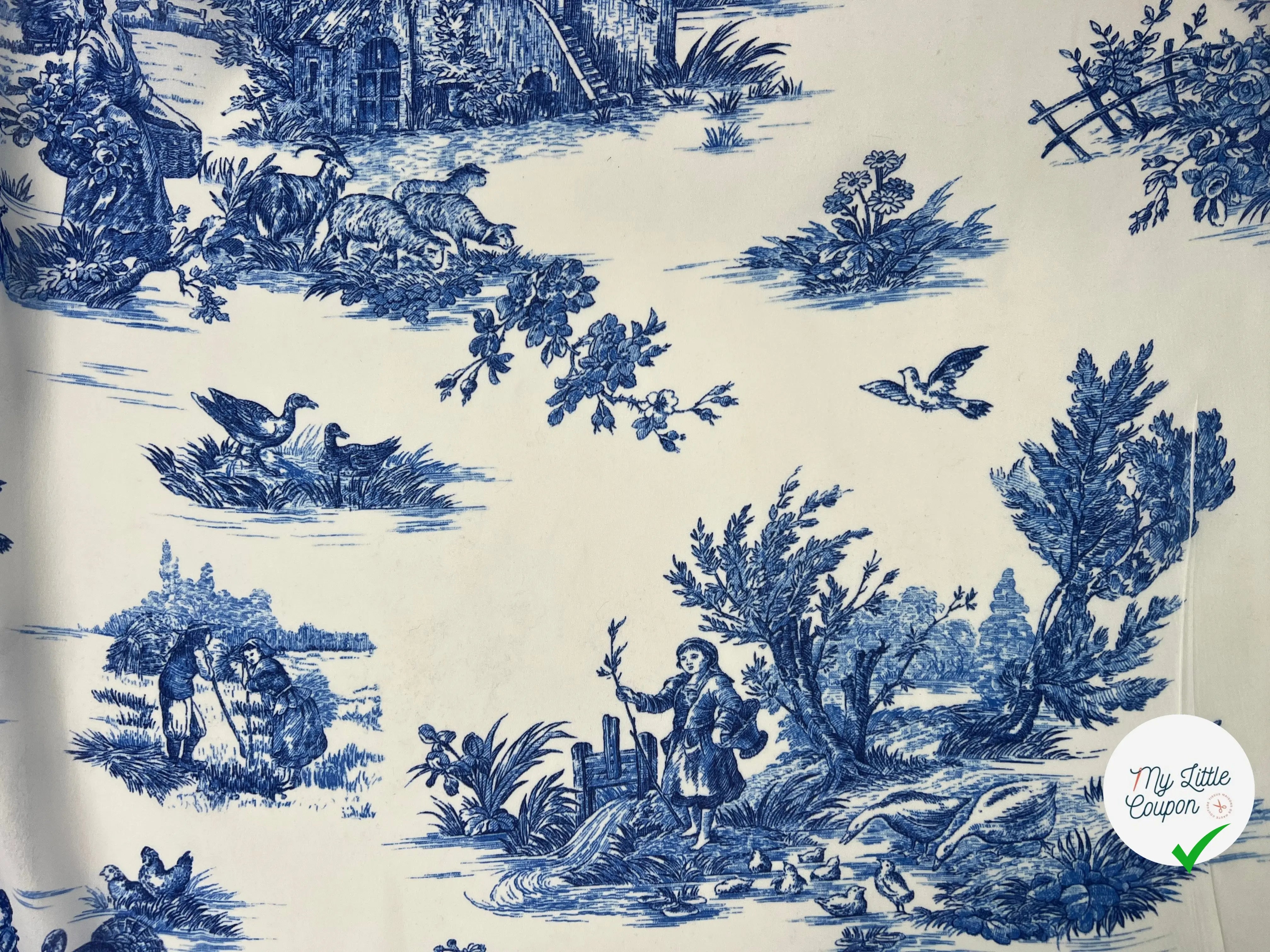 GEORGETTE TOILE DE JOUY INDIGO - My Little Coupon - tissu - coudre