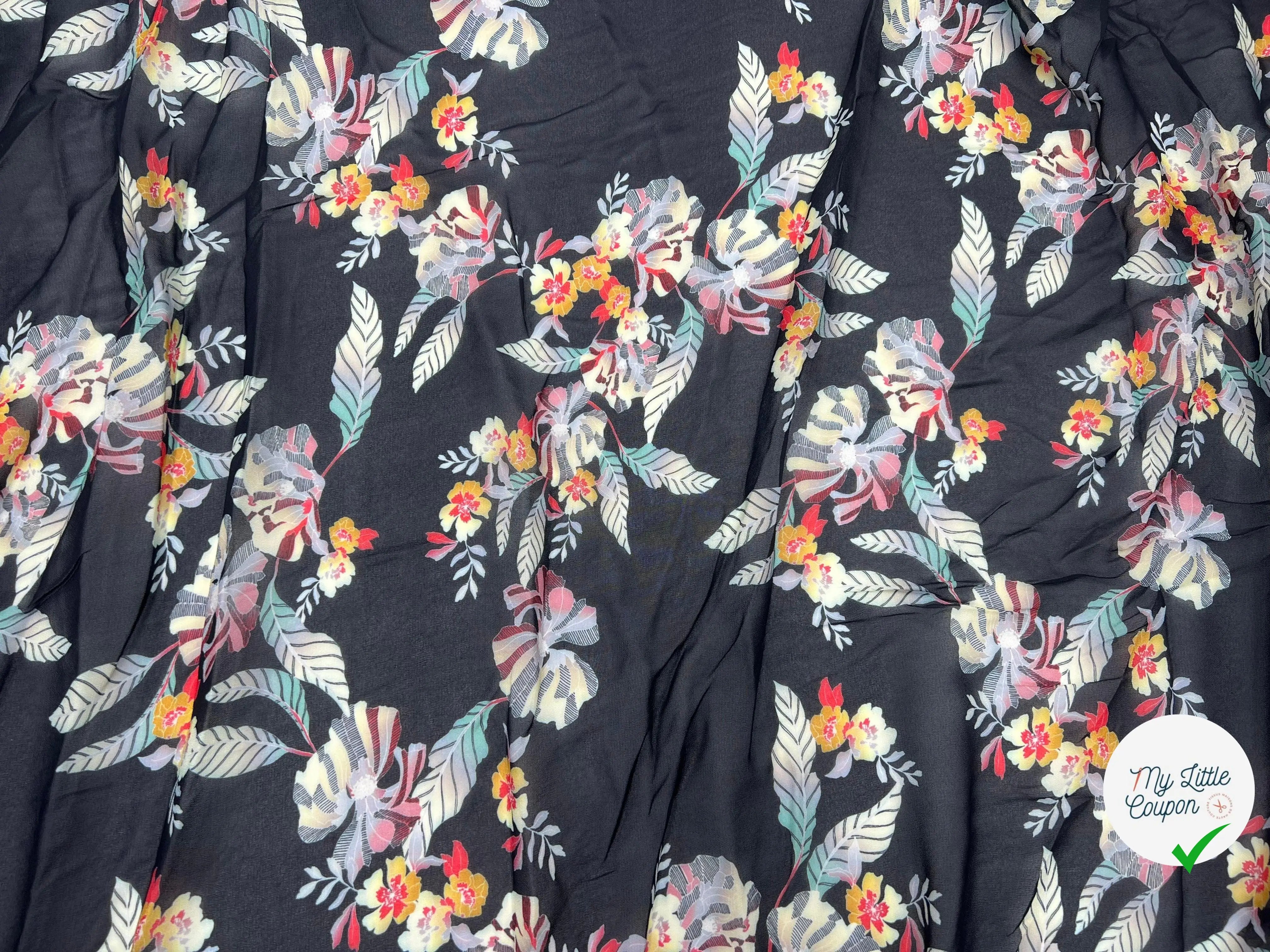 GEORGETTE VISCOSE IMPRIMÉ BLACK GARDEN - My Little Coupon - tissu - coudre