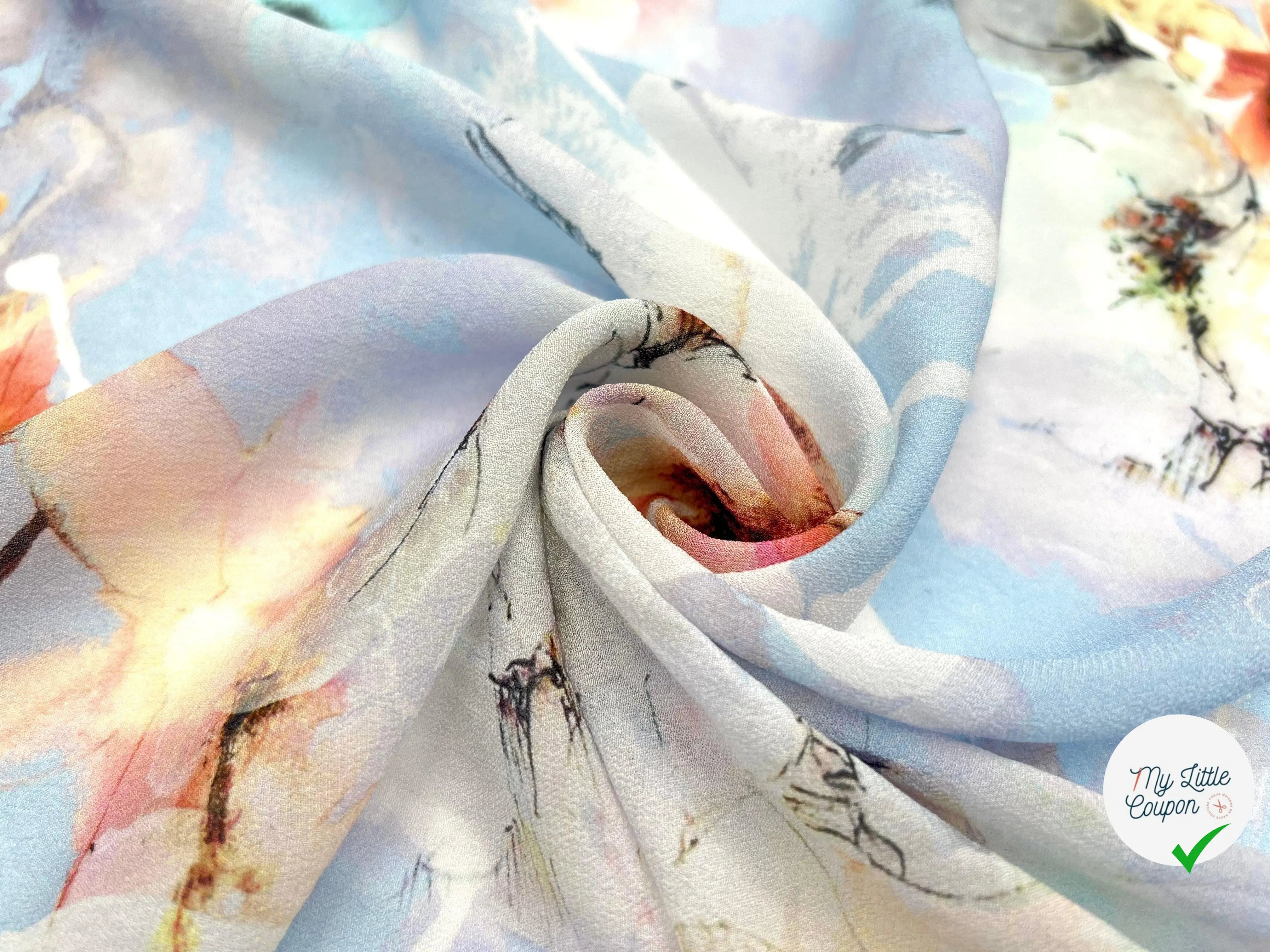 GEORGETTE VISCOSE IMPRIMÉ V'LA LE PRINTEMPS - My Little Coupon - tissu - coudre