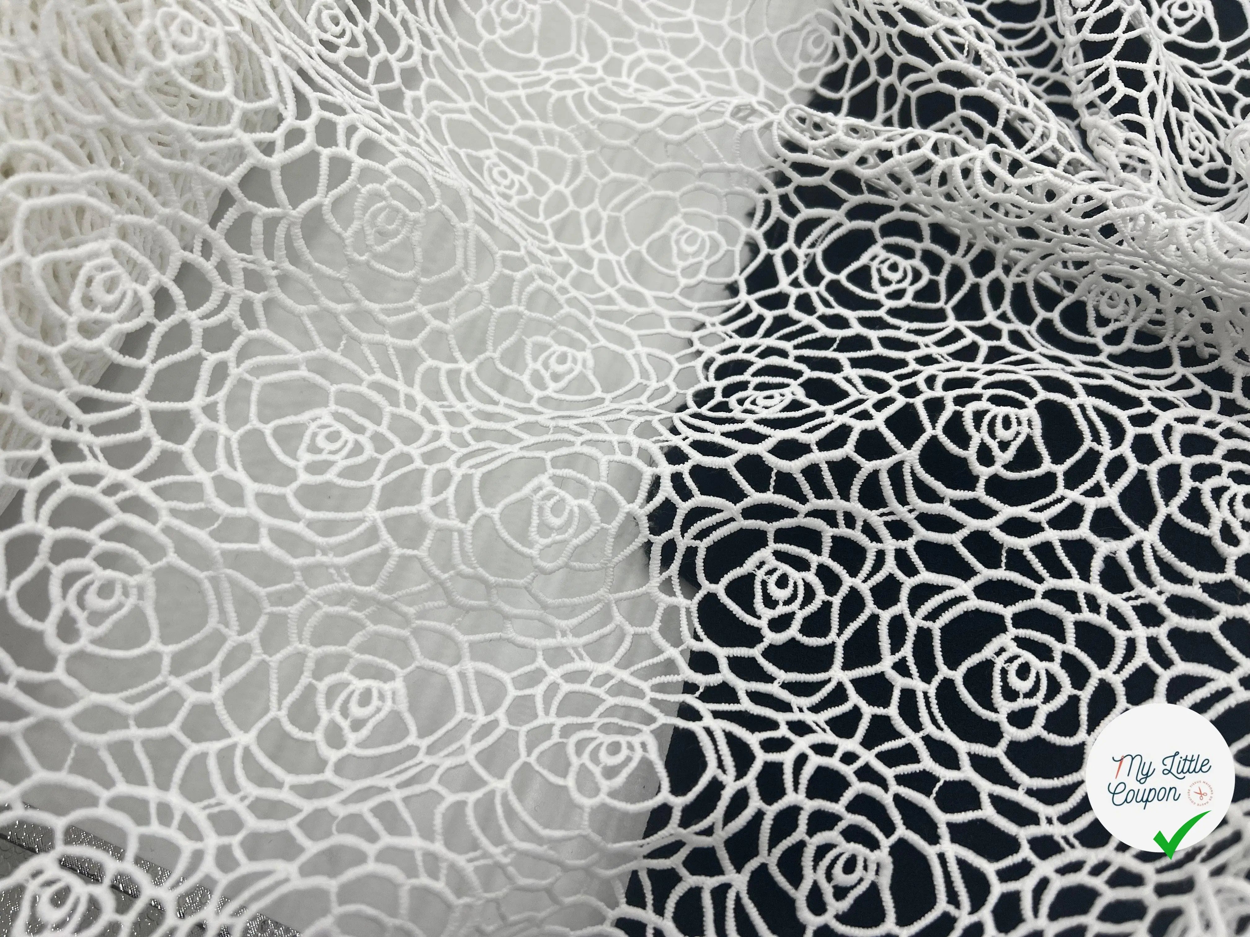 GUIPURE FLORALE BLANC - coupon de tissu de 3 mètres - My Little Coupon - tissu - coudre