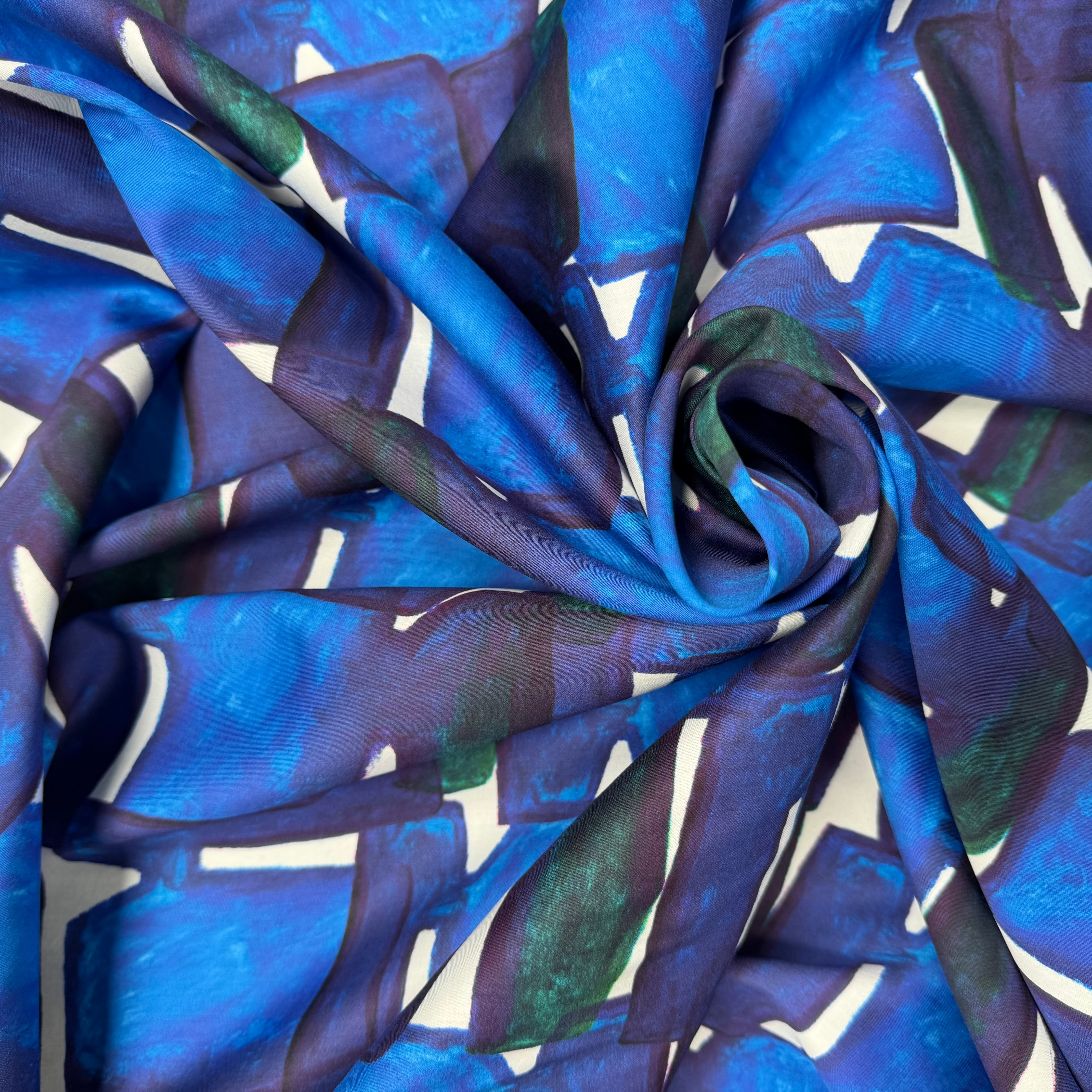 Tissu coton imprimé à motif graphique bleu