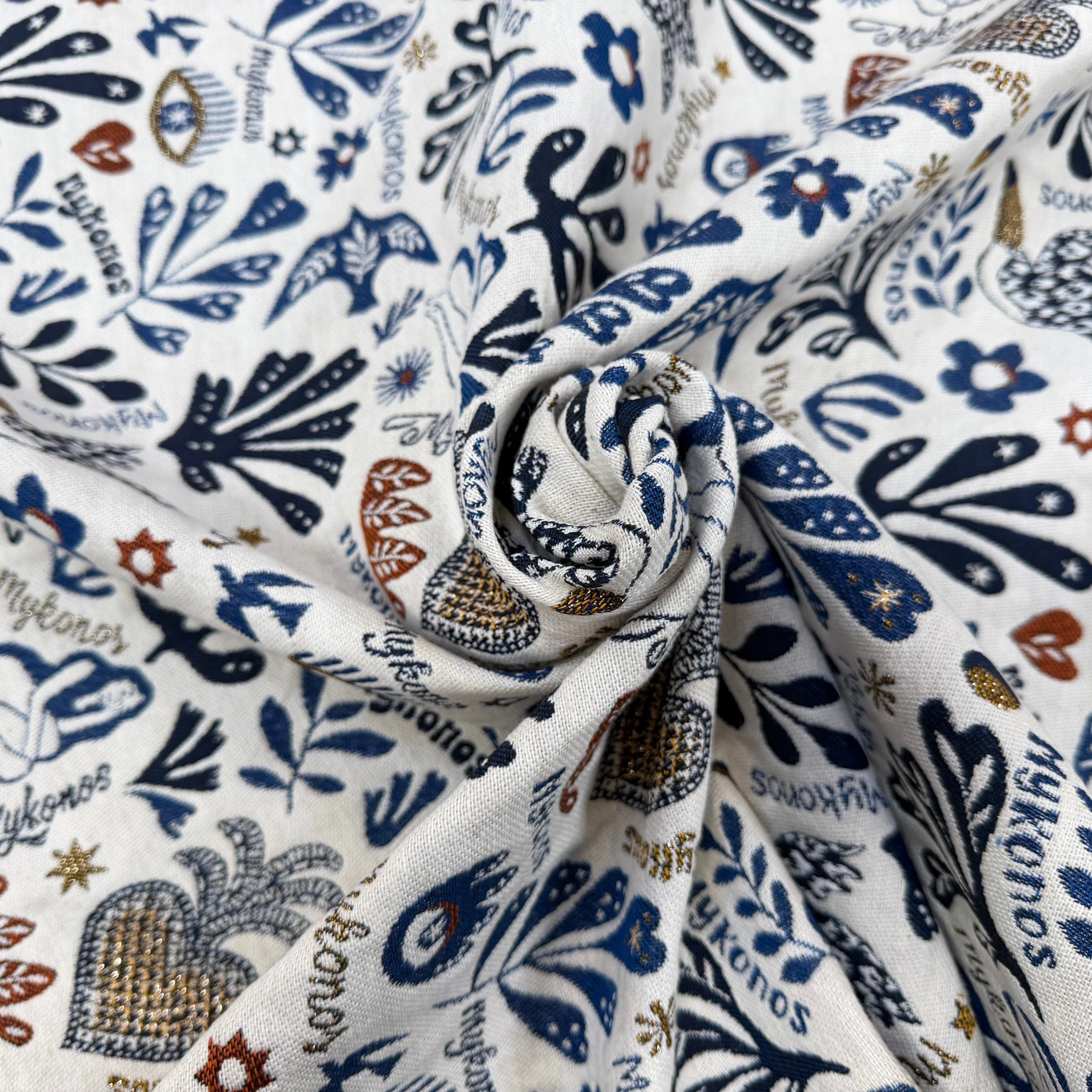 JACQUARD BLEECKER ALLOVER ECRU BLEU 140 CM MADE IN FRANCE 🇫🇷 - My Little Coupon