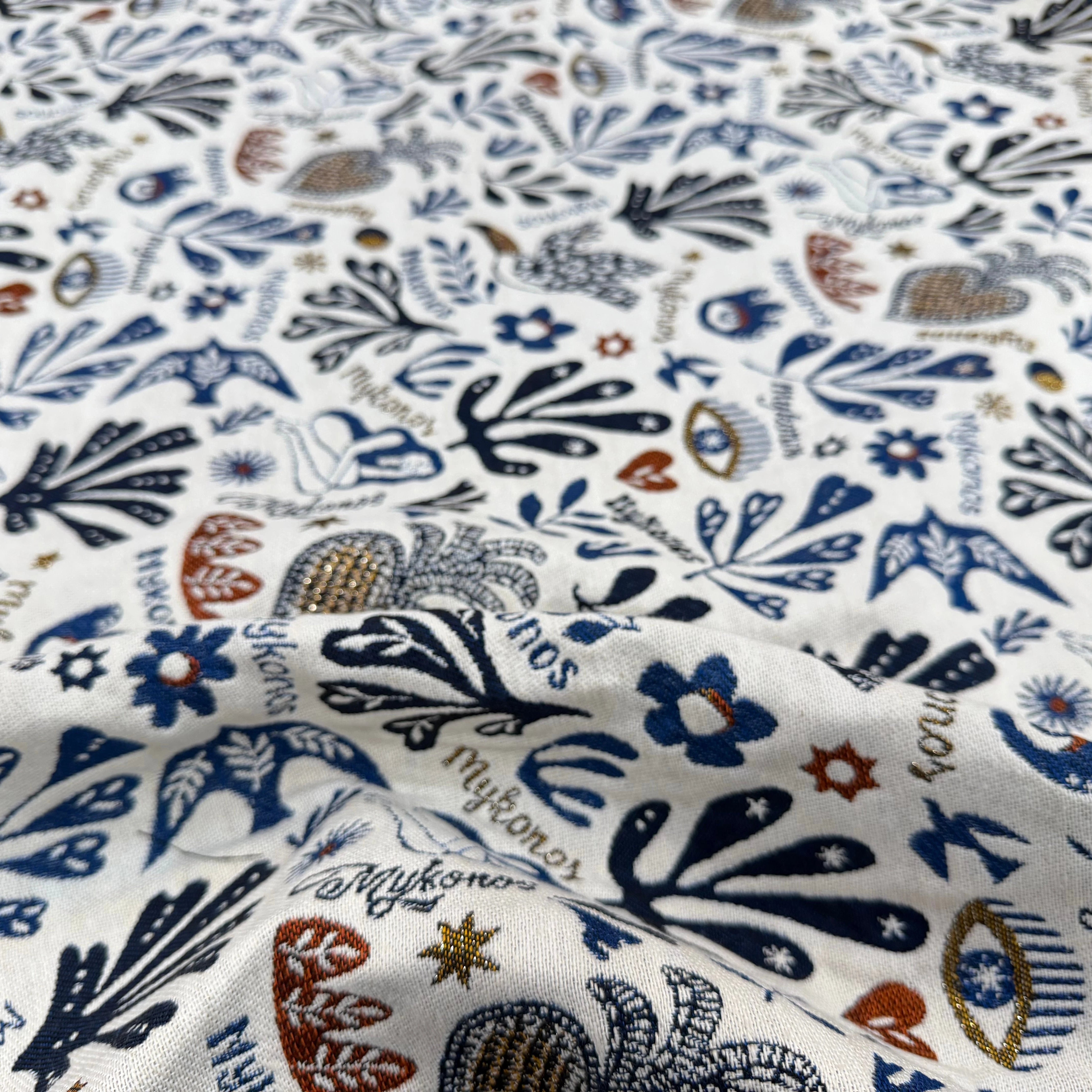 JACQUARD BLEECKER ALLOVER ECRU BLEU 140 CM MADE IN FRANCE 🇫🇷 - My Little Coupon