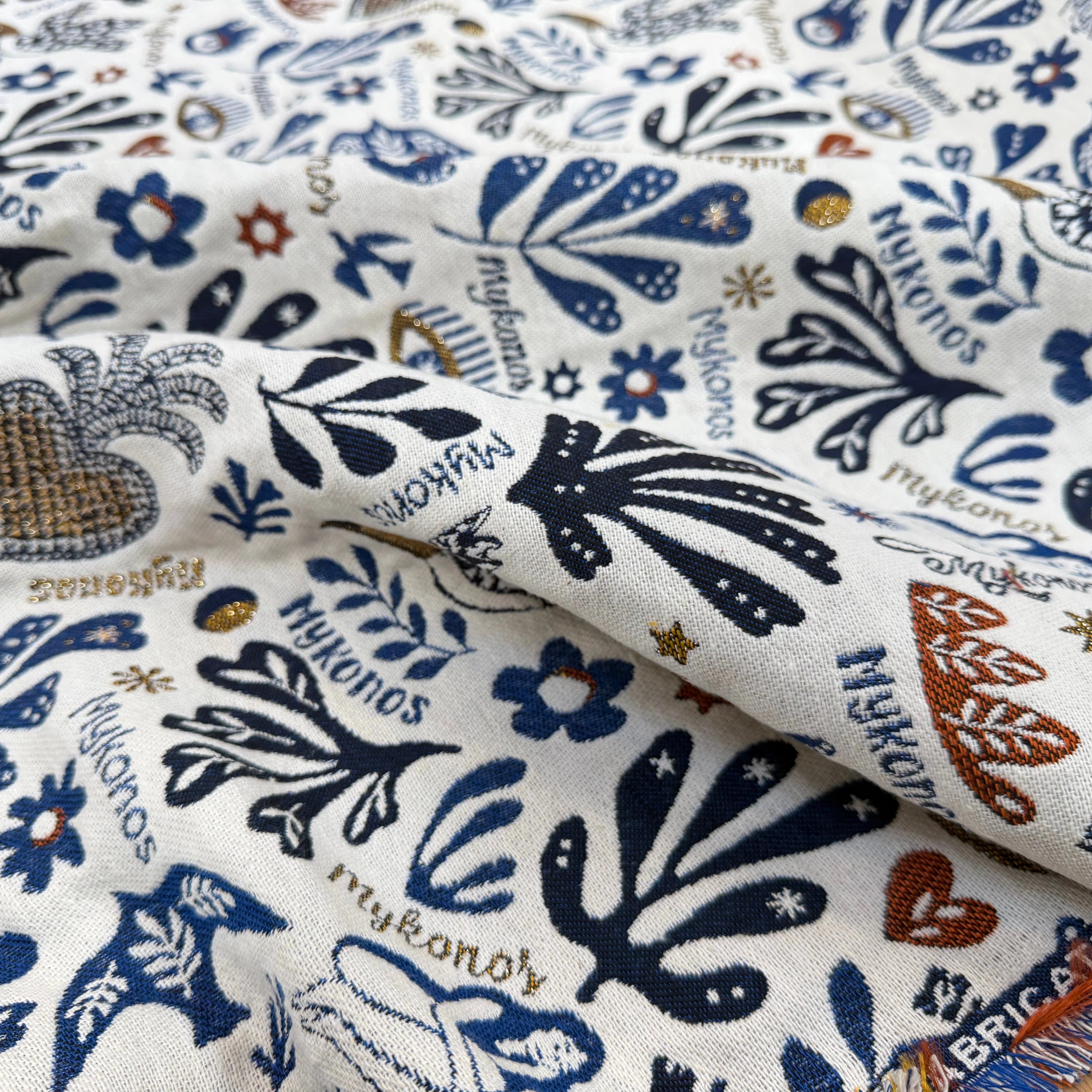 JACQUARD BLEECKER ALLOVER ECRU BLEU 140 CM MADE IN FRANCE 🇫🇷 - My Little Coupon