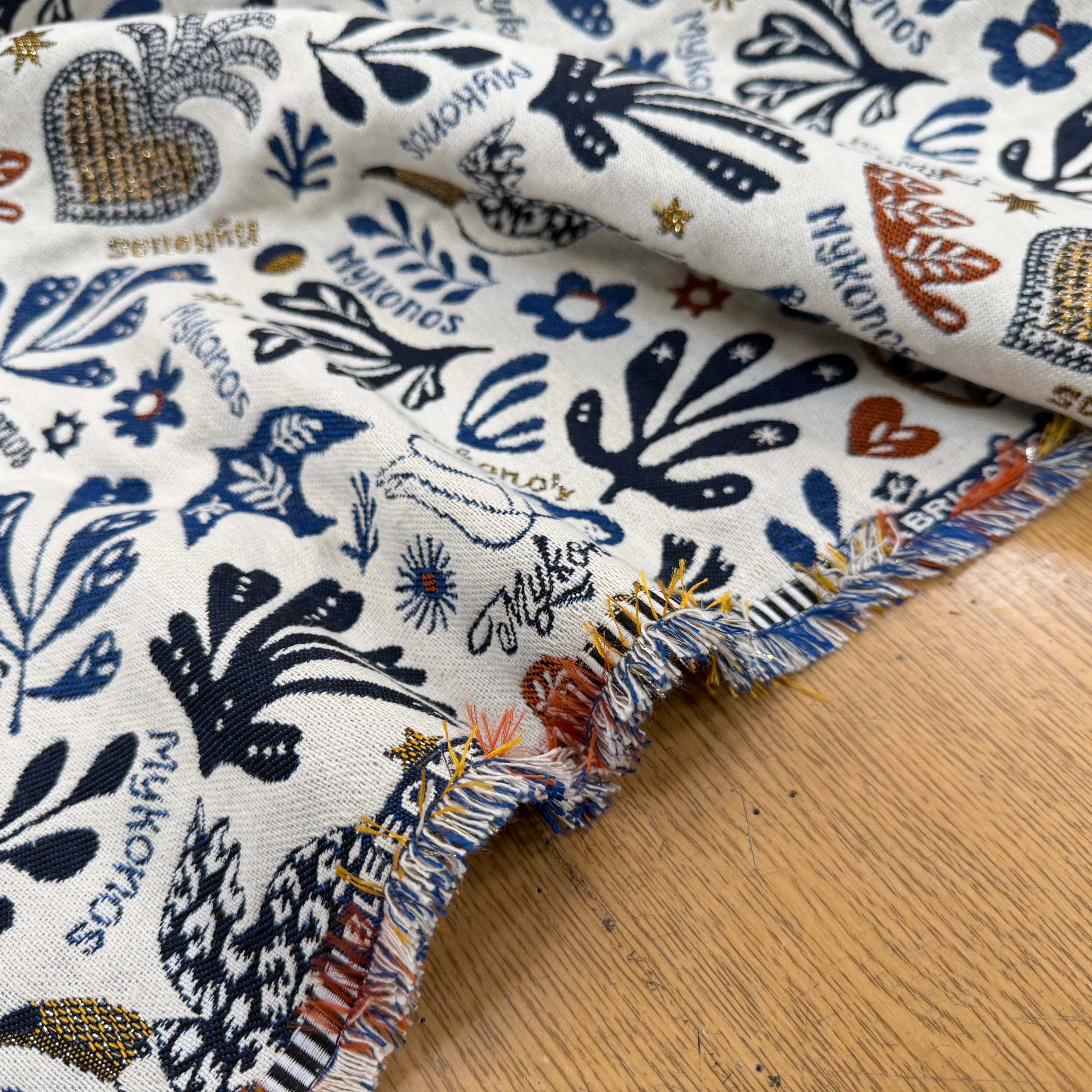 JACQUARD BLEECKER ALLOVER ECRU BLEU 140 CM MADE IN FRANCE 🇫🇷 - My Little Coupon