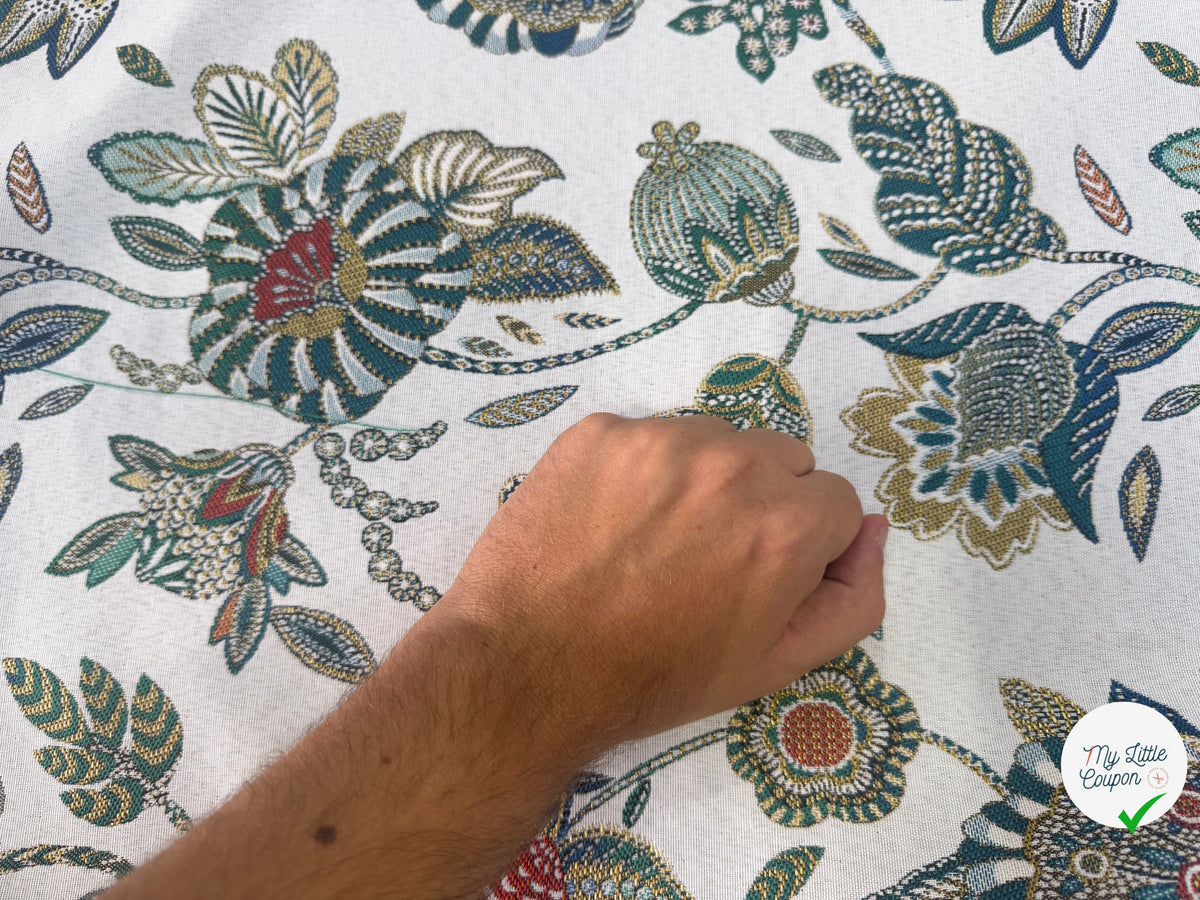 JACQUARD BOSPHORE ALLOVER BLANC ÉMERAUDE 140 CM - My Little Coupon