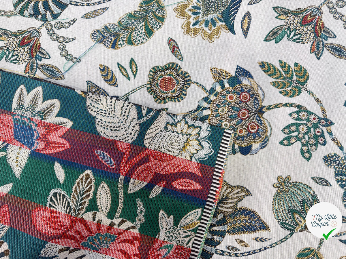 JACQUARD BOSPHORE ALLOVER BLANC ÉMERAUDE 140 CM - My Little Coupon