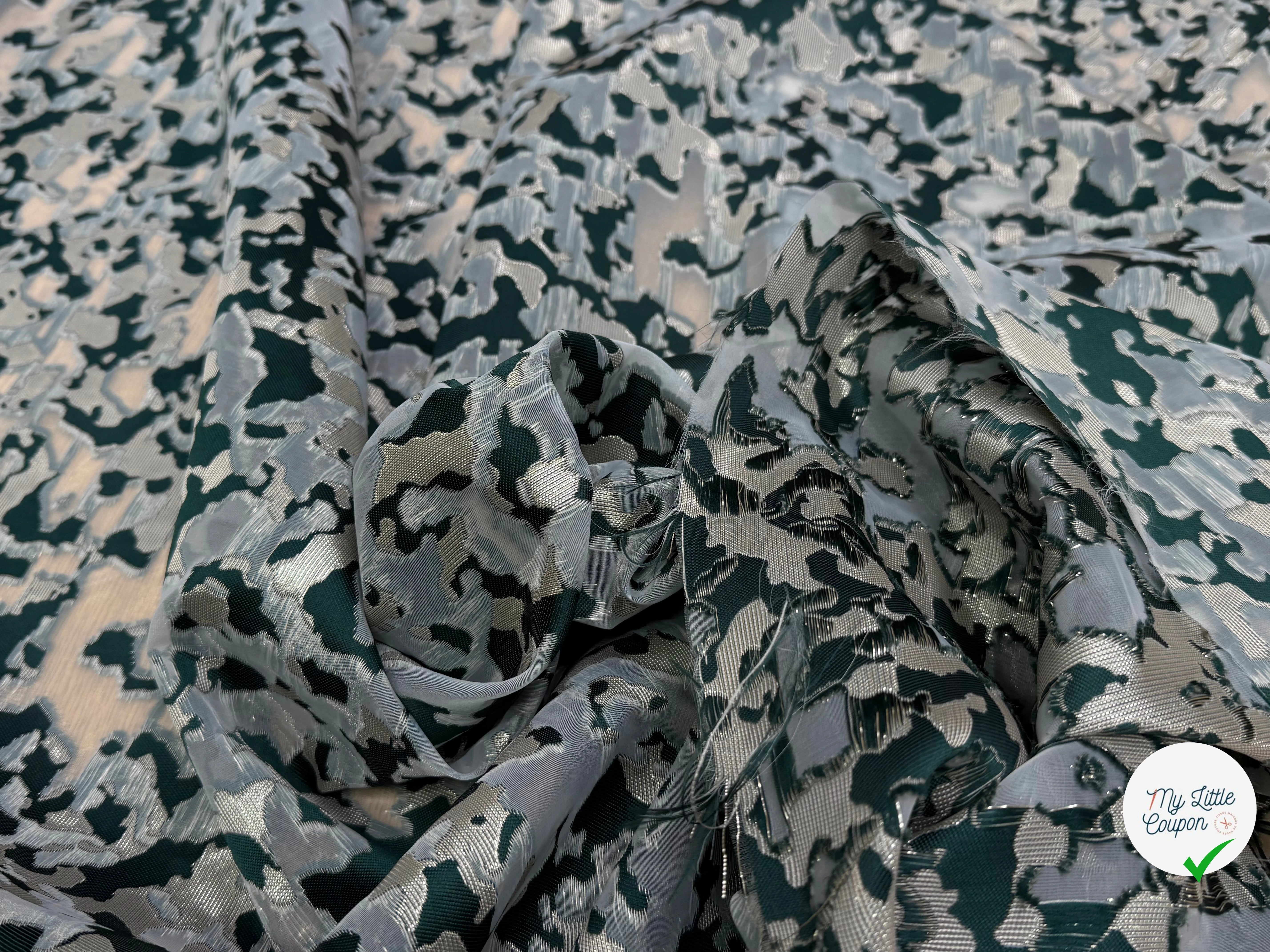 JACQUARD BROCA ARGENTÉ ARMY VERT - My Little Coupon