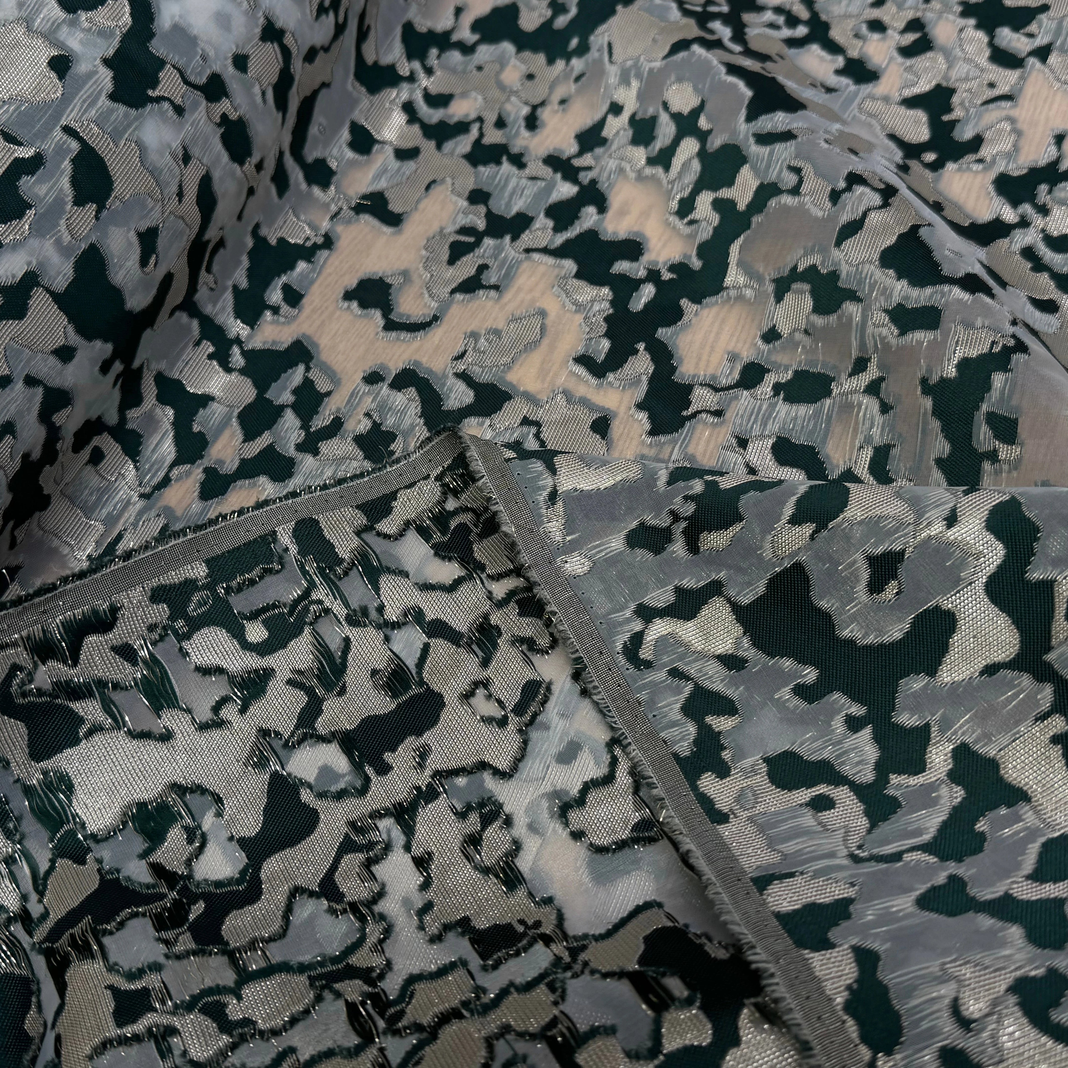JACQUARD BROCA ARGENTÉ ARMY VERT - My Little Coupon