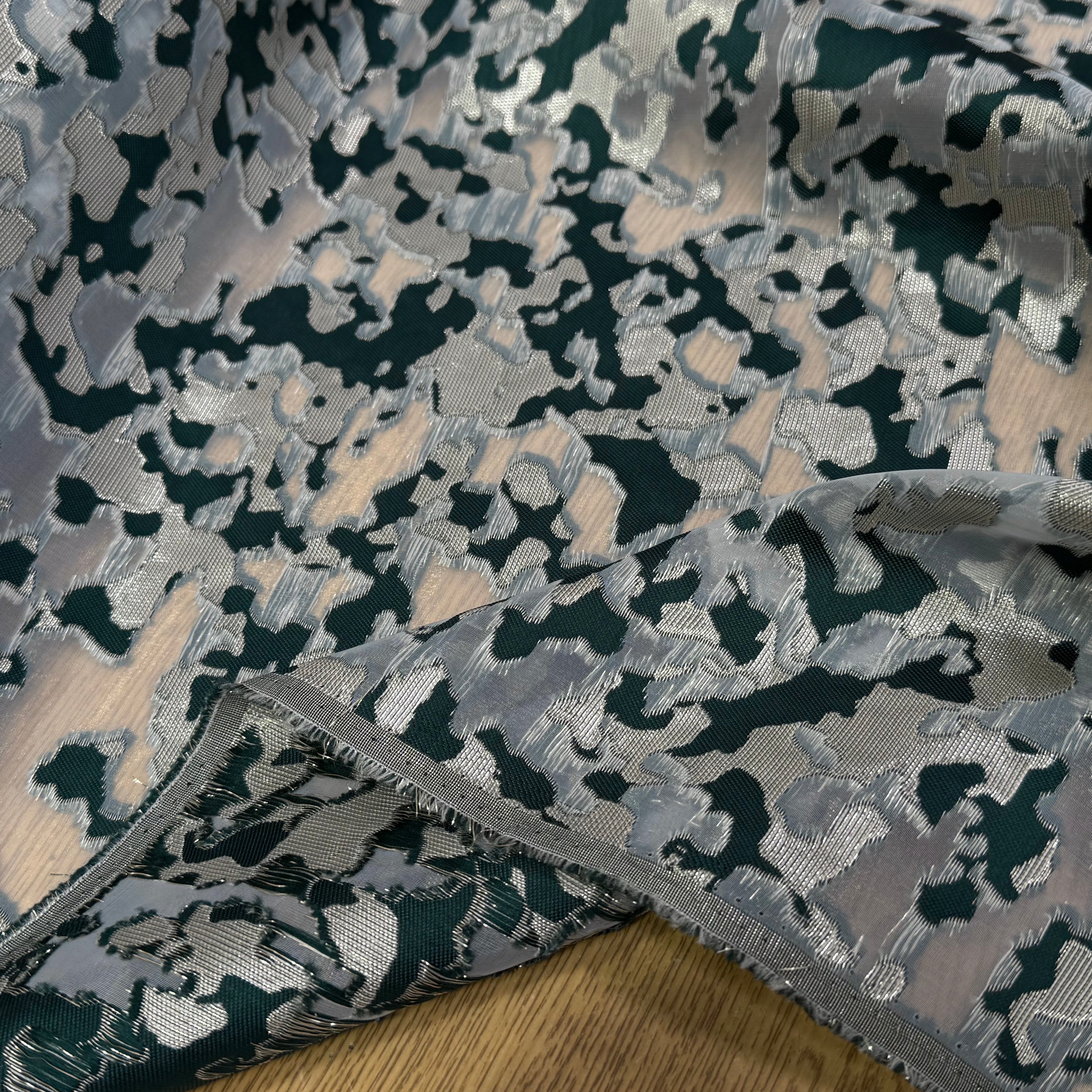 JACQUARD BROCA ARGENTÉ ARMY VERT - My Little Coupon