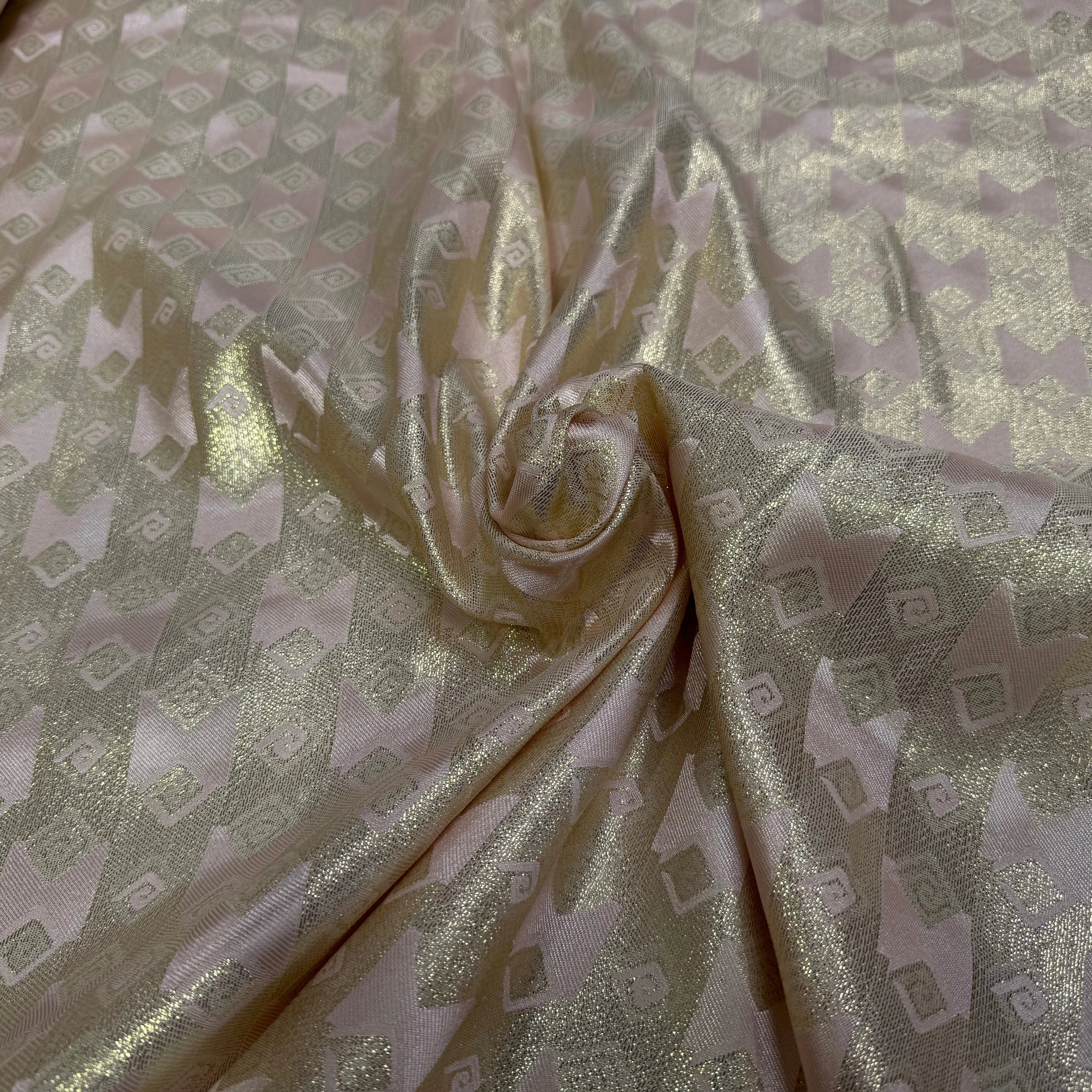 JACQUARD BROCA ARGENTÉ EMPERIAL MOTIFS BEIGE MINÉRAL - My Little Coupon