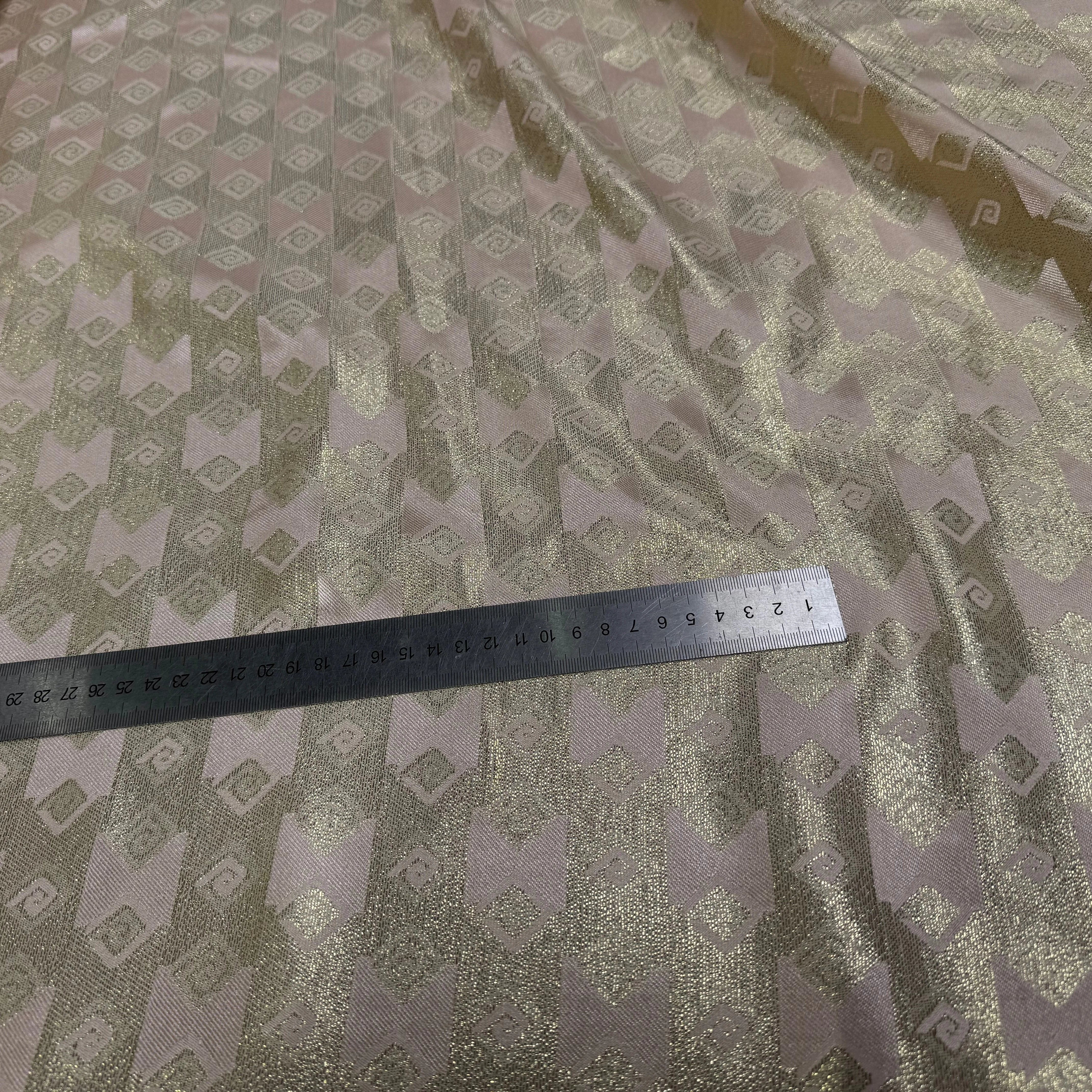 JACQUARD BROCA ARGENTÉ EMPERIAL MOTIFS BEIGE MINÉRAL - My Little Coupon