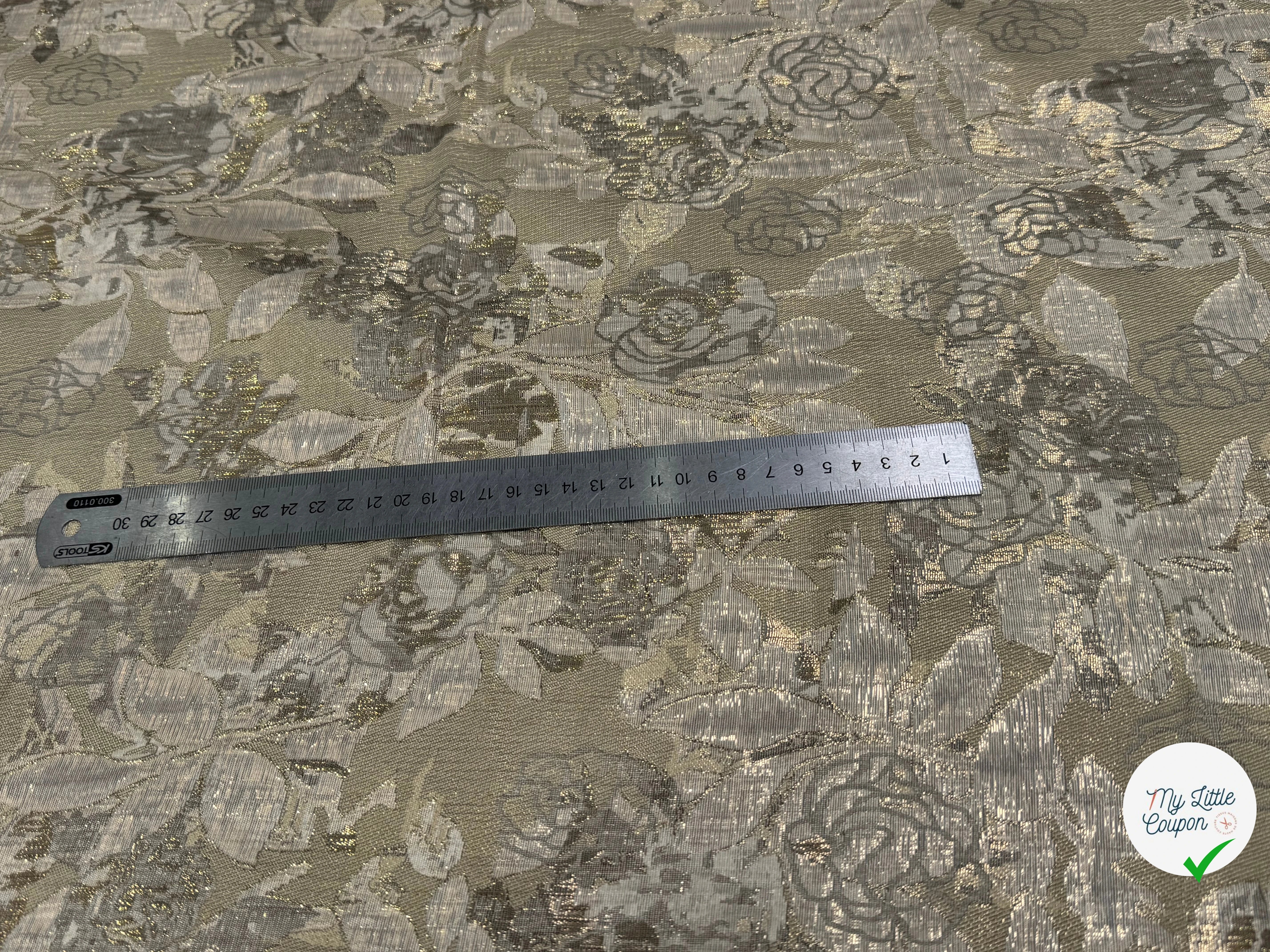 JACQUARD BROCA ARGENTÉ EMPERIAL MOTIFS FLORAUX BEIGE - My Little Coupon
