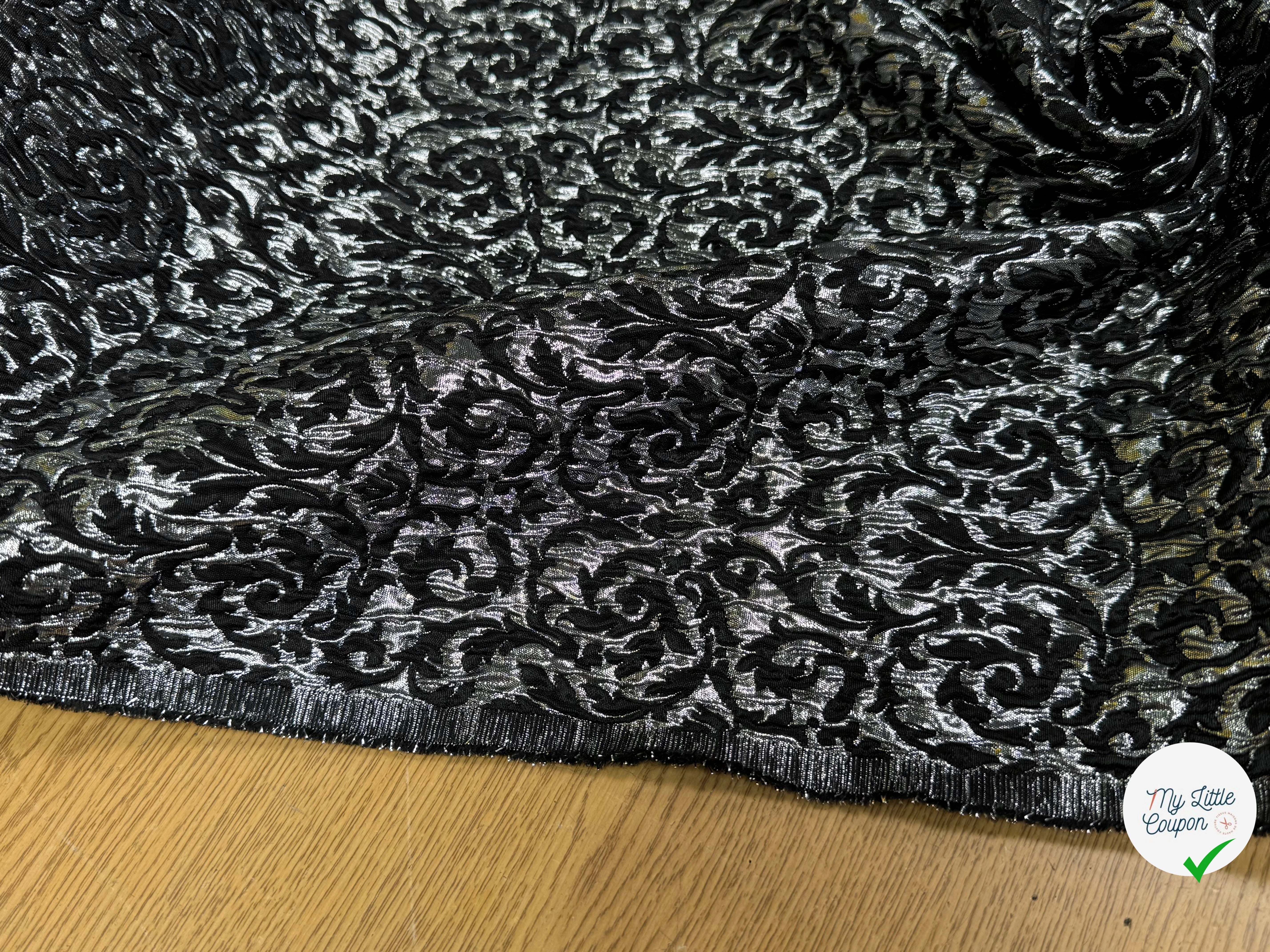 JACQUARD BROCART BLACK & SILVER 44% VISCOSE - My Little Coupon