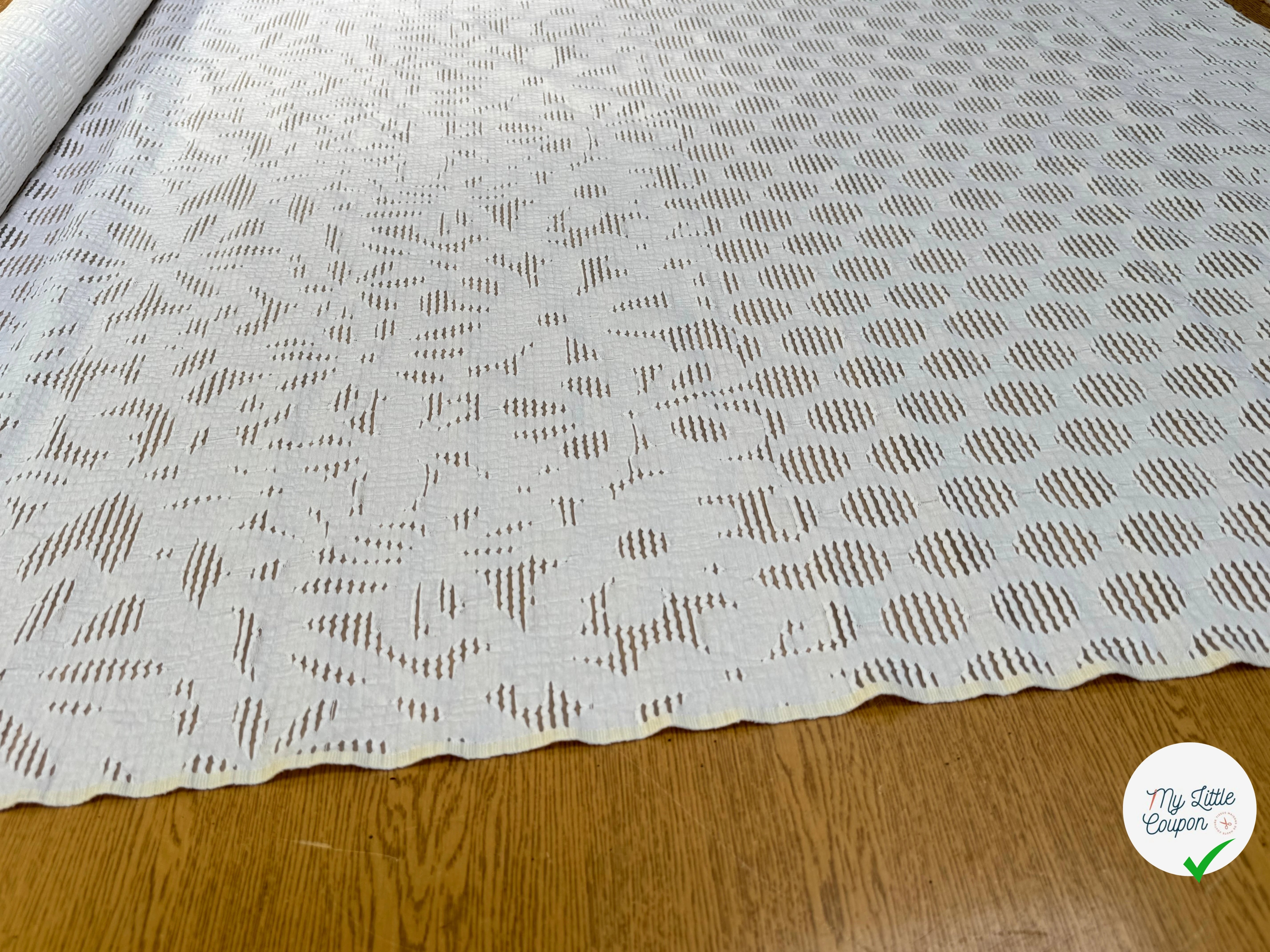 JACQUARD BRODÉ POLYCOTON BLANC - My Little Coupon