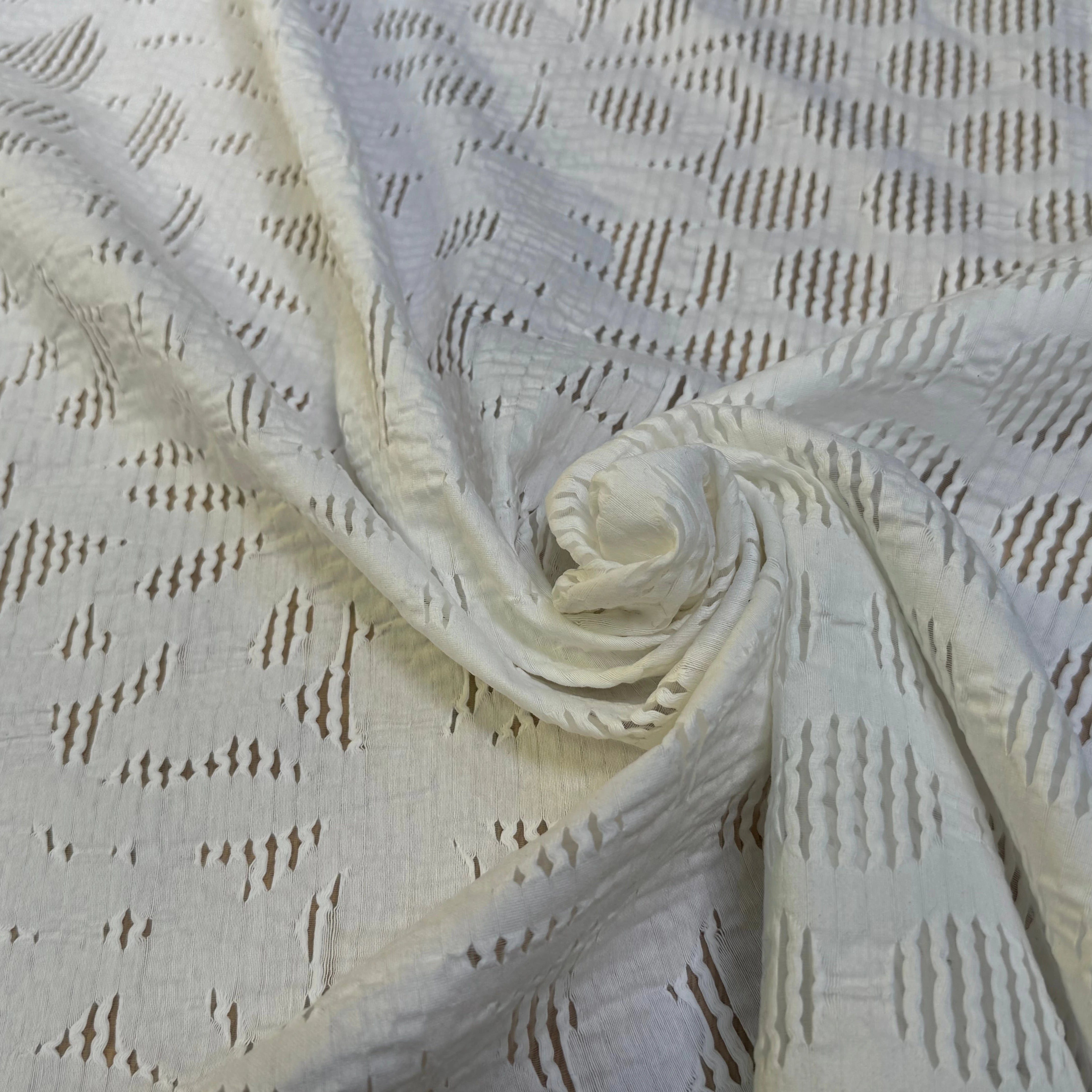 JACQUARD BRODÉ POLYCOTON BLANC - My Little Coupon
