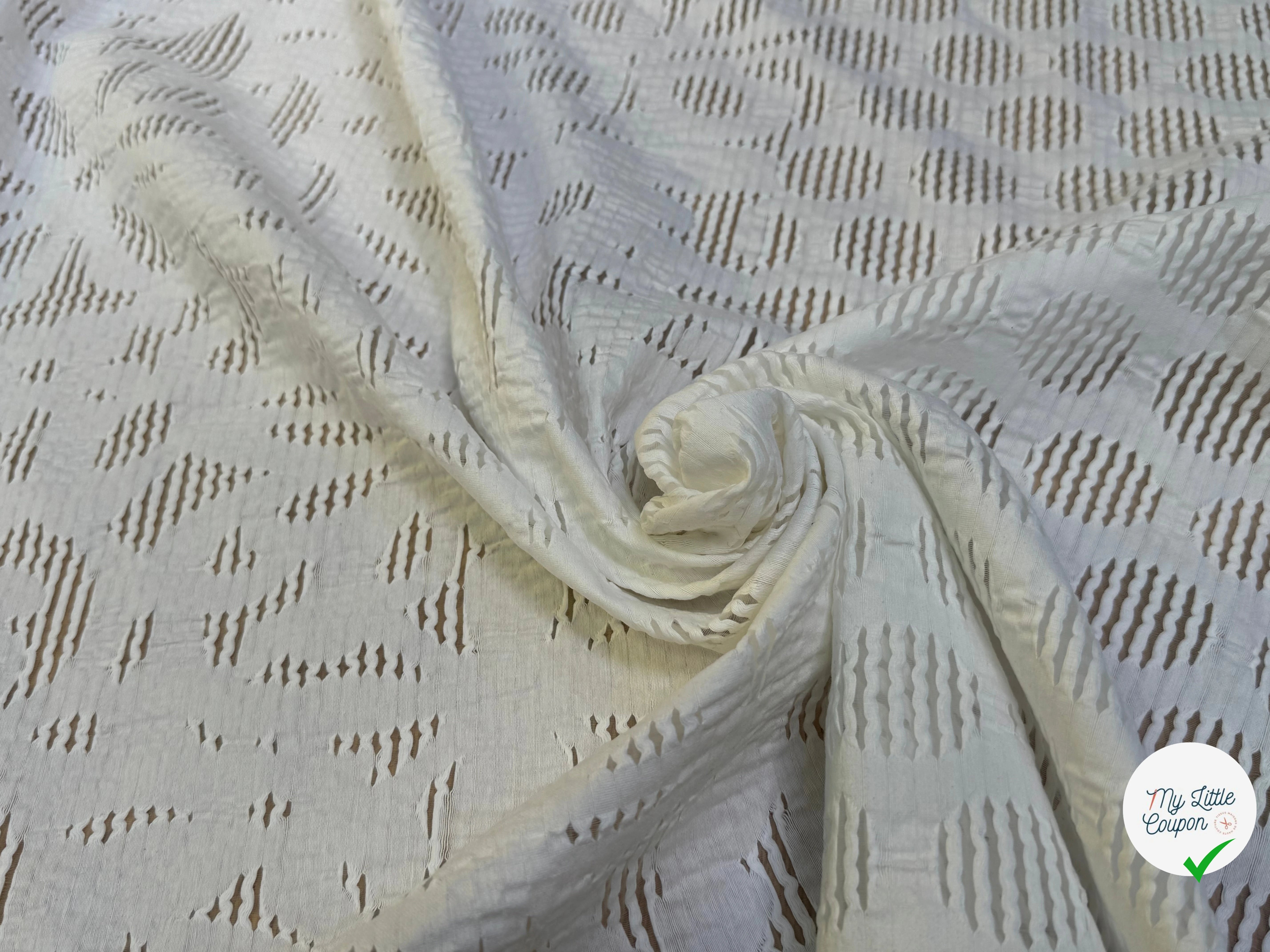 JACQUARD BRODÉ POLYCOTON BLANC - My Little Coupon