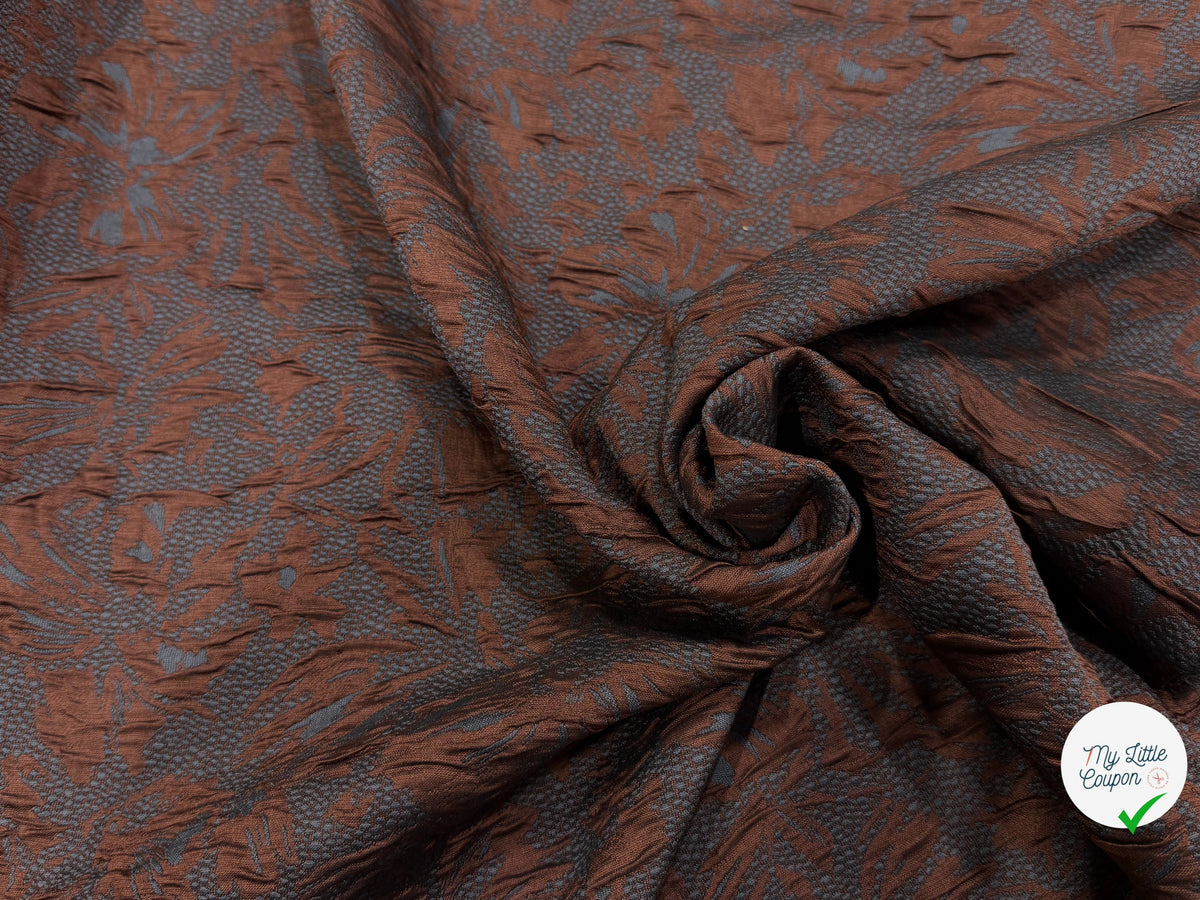 JACQUARD CLOQUÉ MARRON ET GRIS - My Little Coupon