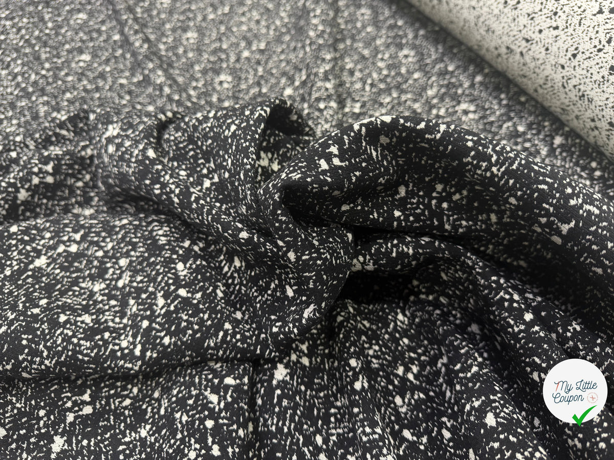 JACQUARD DE LAINE DOUBLE FACE MOUCHETÉ NOIR ET ÉCRU - My Little Coupon
