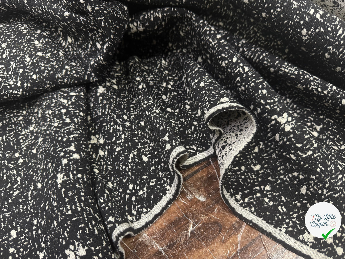 JACQUARD DE LAINE DOUBLE FACE MOUCHETÉ NOIR ET ÉCRU - My Little Coupon