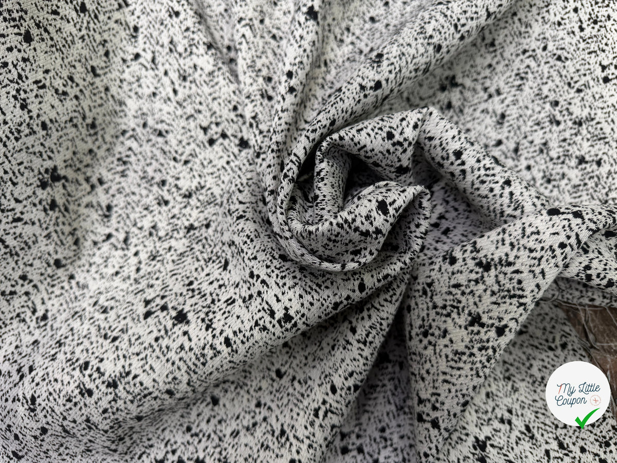 JACQUARD DE LAINE DOUBLE FACE MOUCHETÉ NOIR ET ÉCRU - My Little Coupon