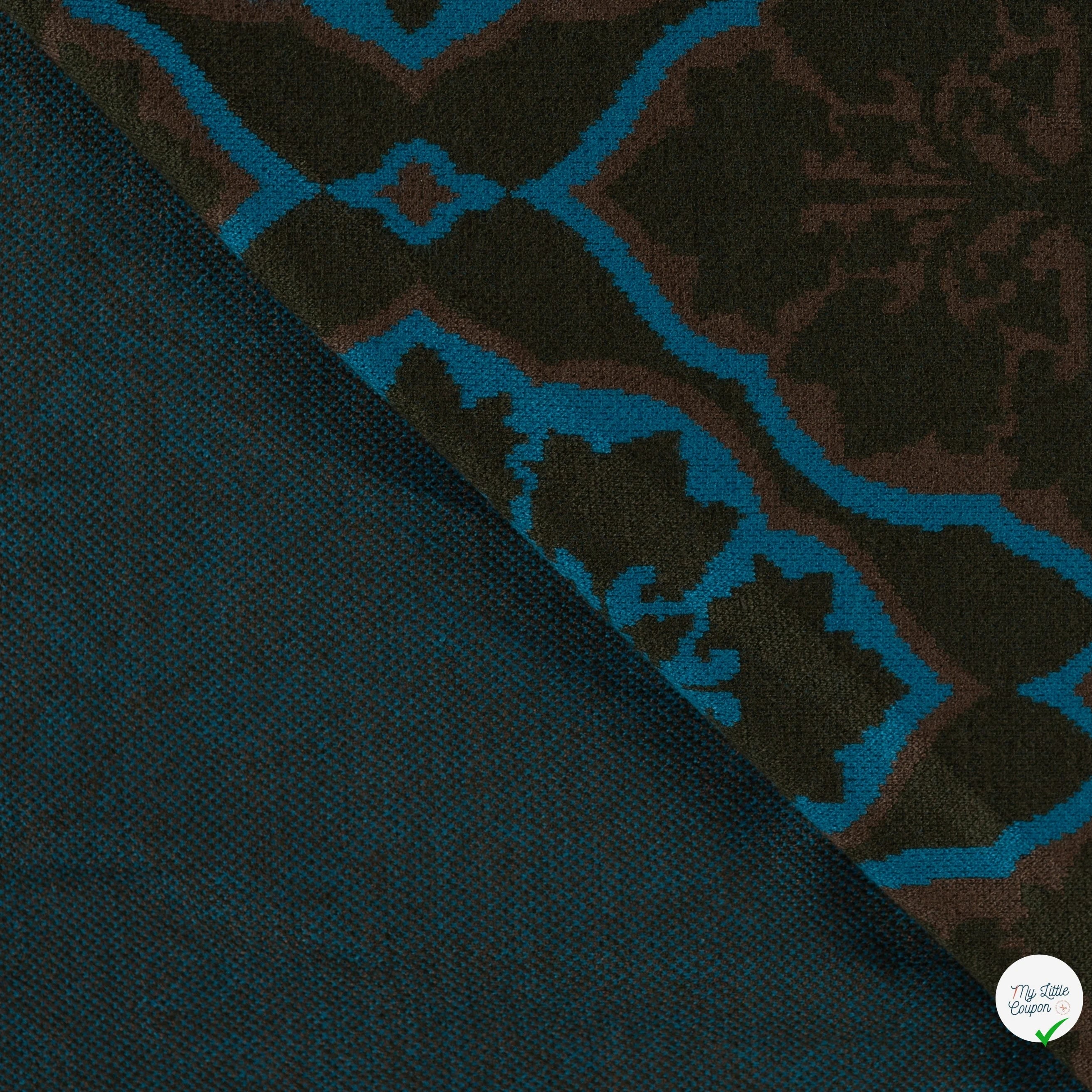 Jacquard ethnique vert armée - détail du motif tissé