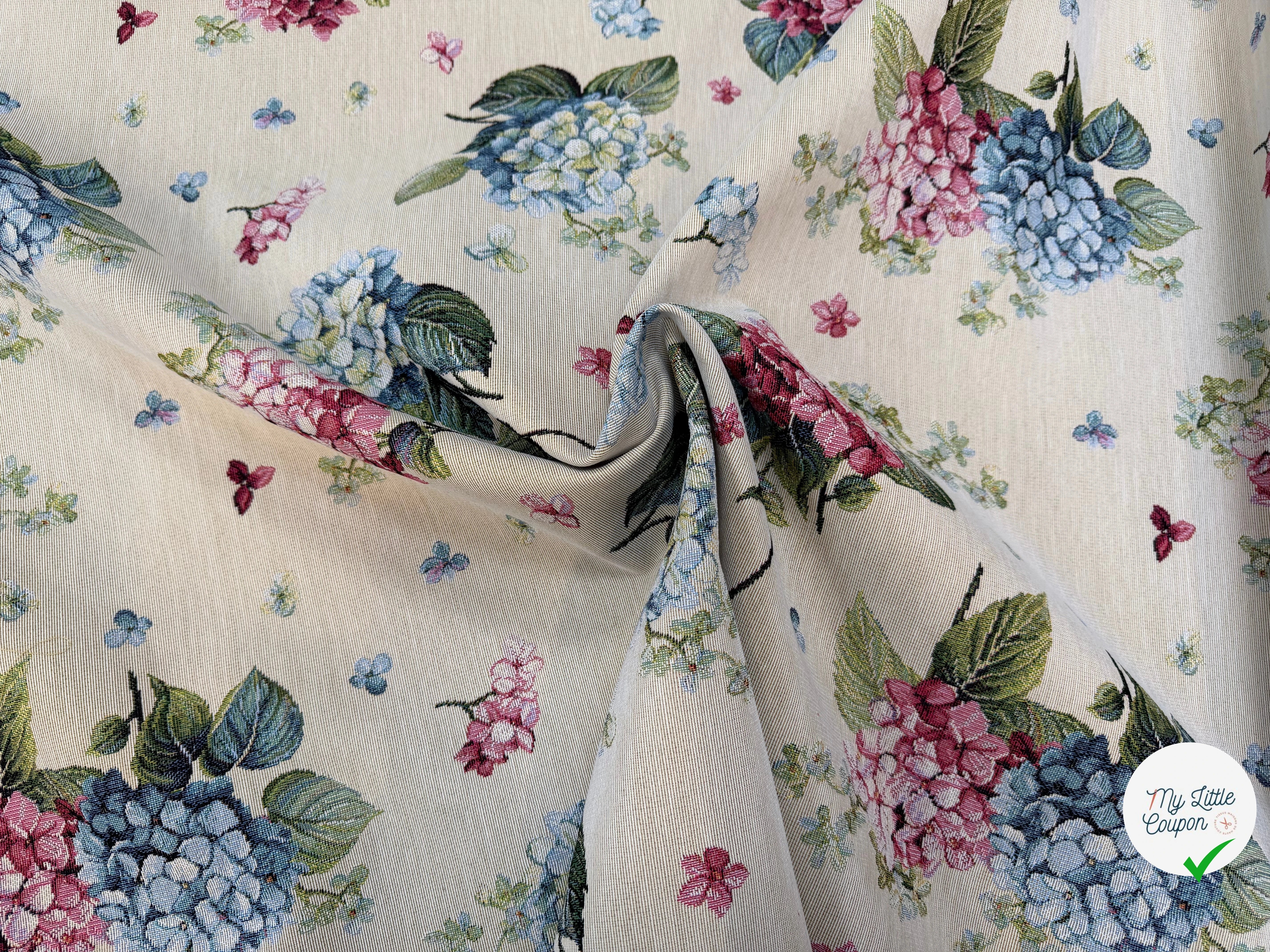 JACQUARD GOBELIN PREMIUM (251030-1763) JARDIN D’HORTENSIAS MULTICOLORE - My Little Coupon