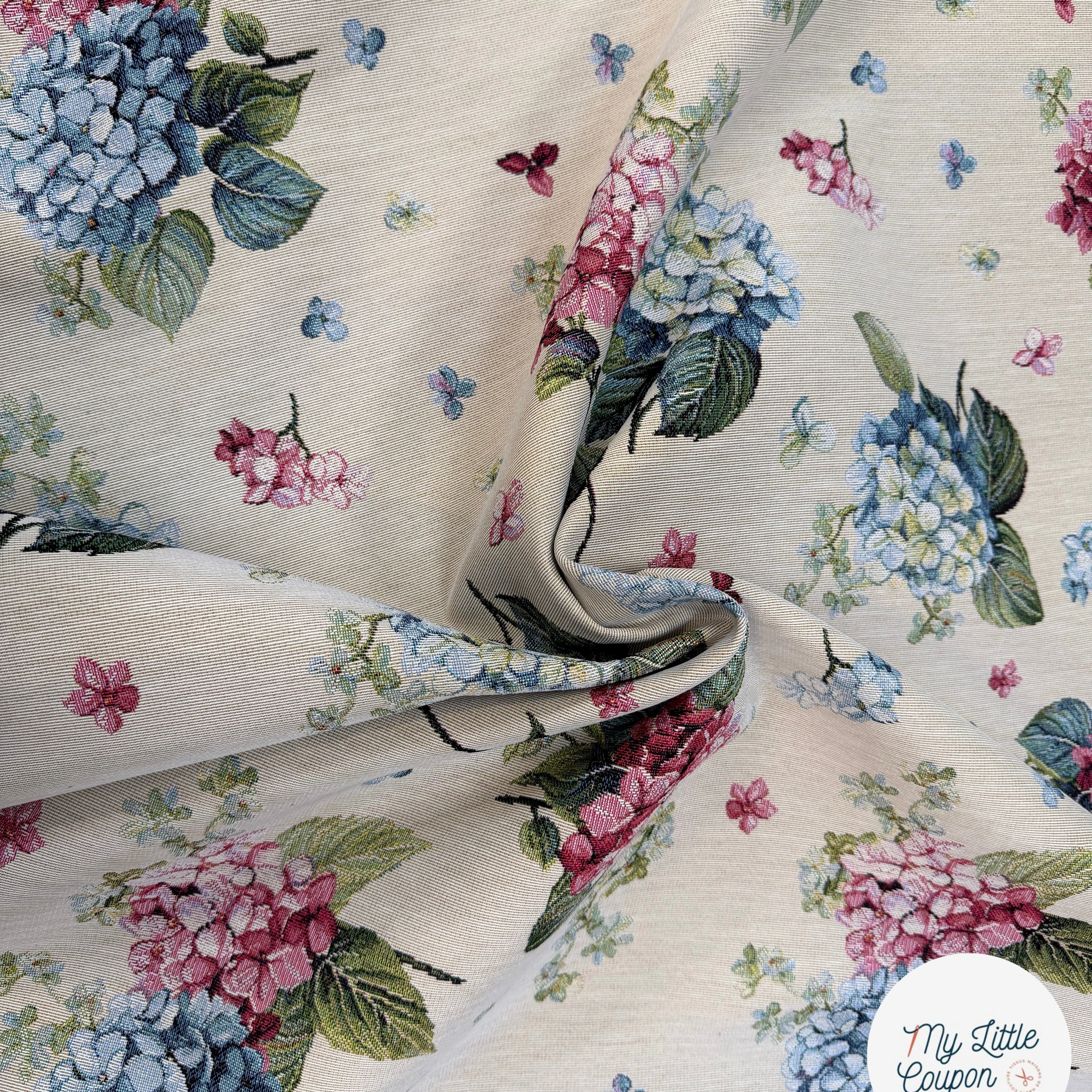 JACQUARD GOBELIN PREMIUM (251030-1763) JARDIN D’HORTENSIAS MULTICOLORE - My Little Coupon