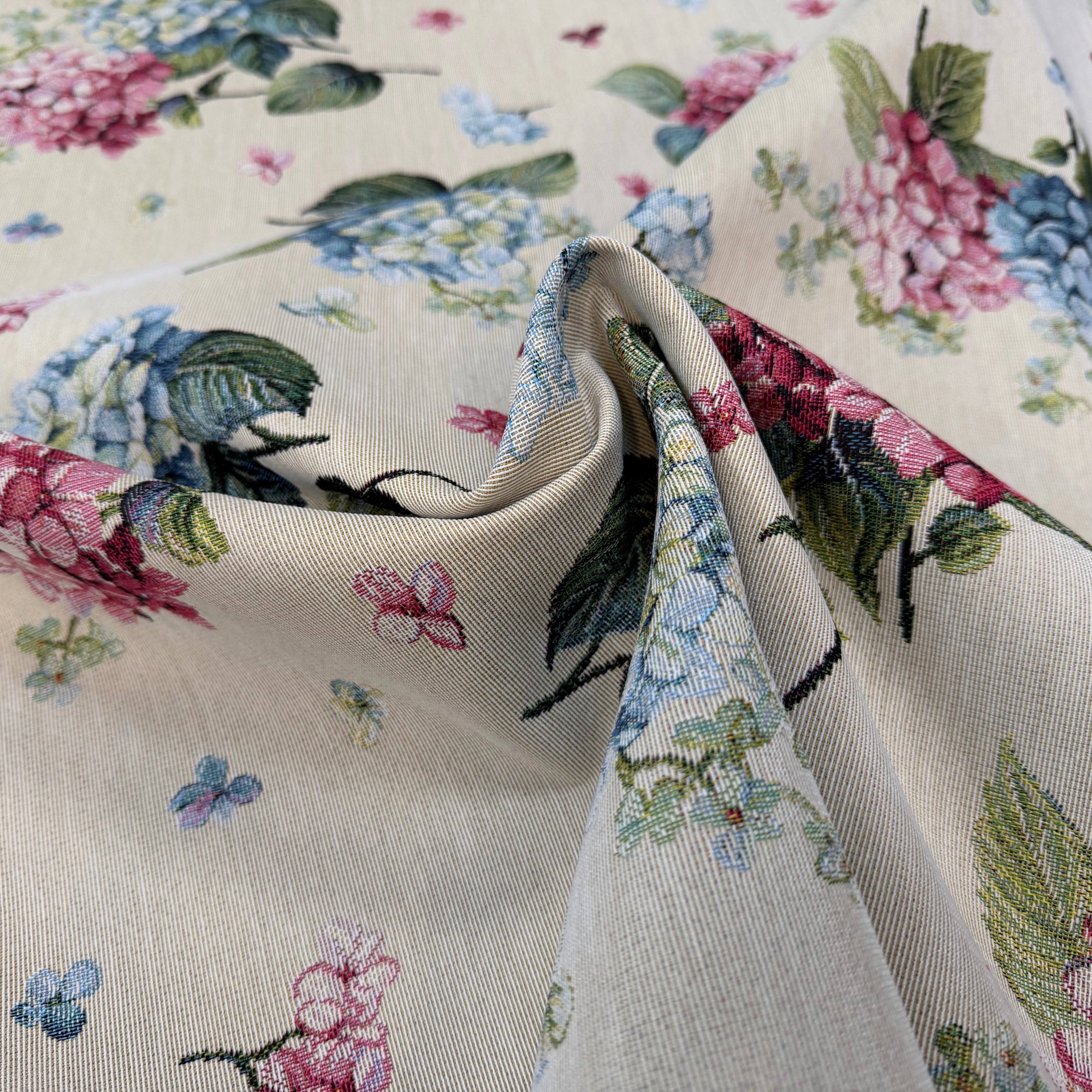 JACQUARD GOBELIN PREMIUM (251030-1763) JARDIN D’HORTENSIAS MULTICOLORE - My Little Coupon