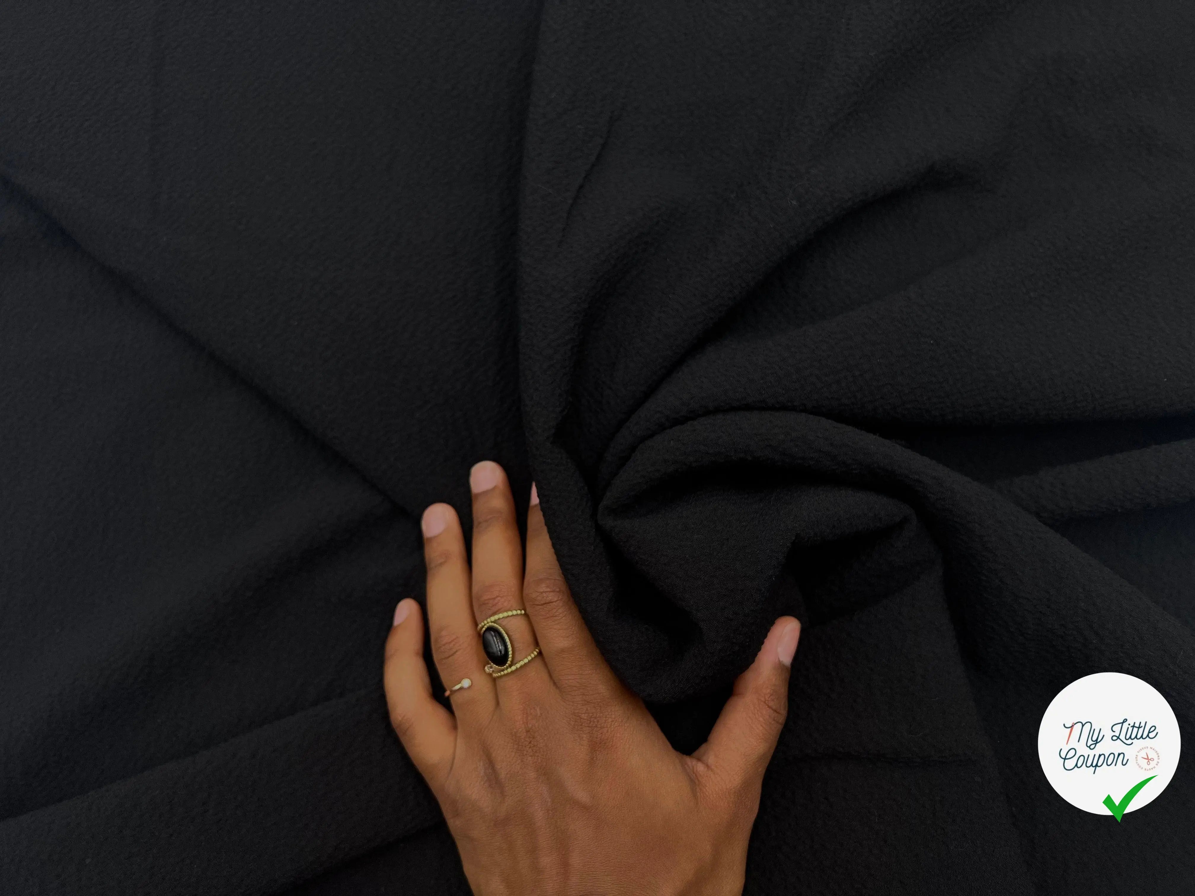 JACQUARD GRÊLÉ NOIR STRETCH - My Little Coupon - tissu - coudre