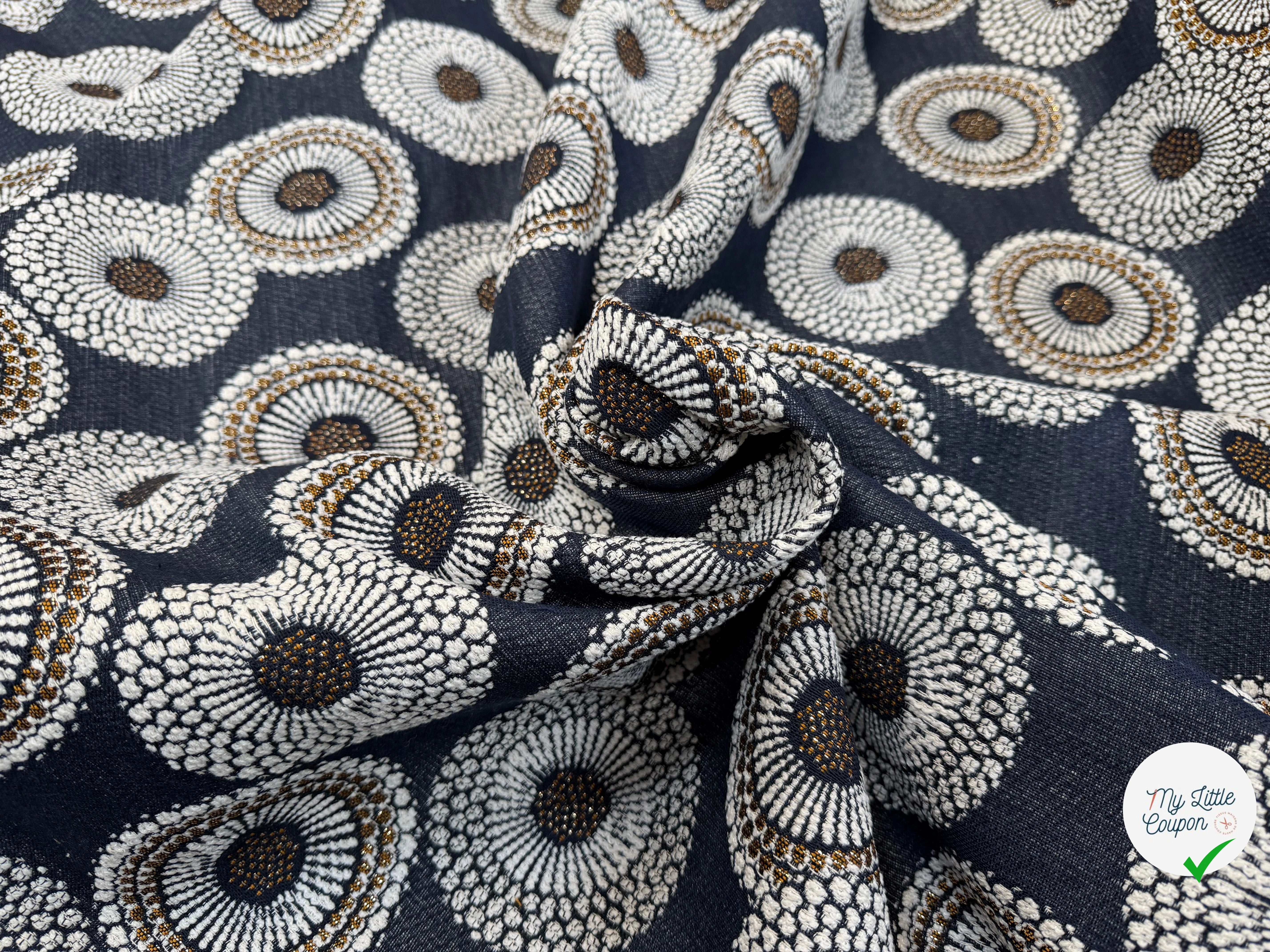 JACQUARD JOJOBA ALLOVER MARINE 140 CM MADE IN FRANCE 🇫🇷 - My Little Coupon