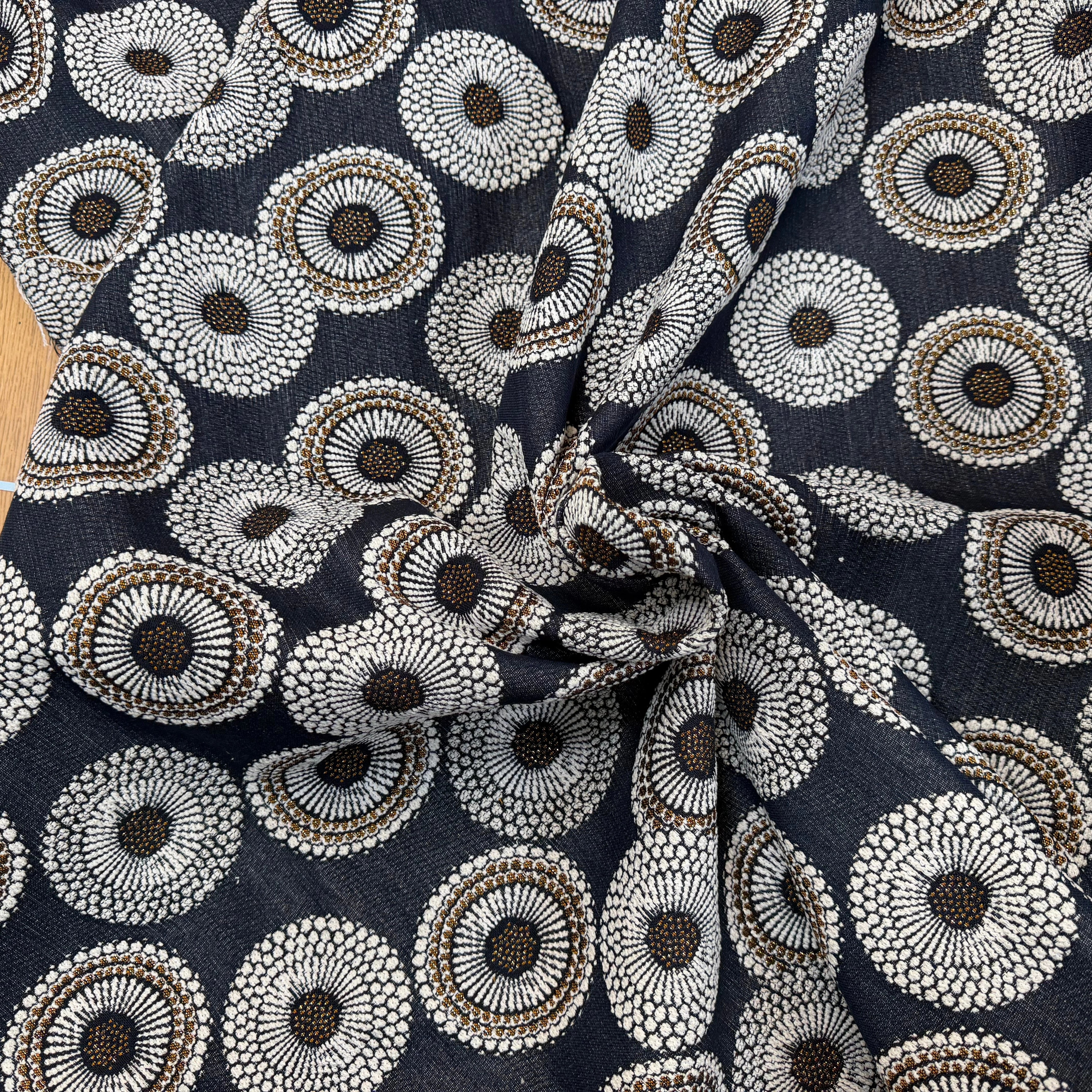 JACQUARD JOJOBA ALLOVER MARINE 140 CM MADE IN FRANCE 🇫🇷 - My Little Coupon