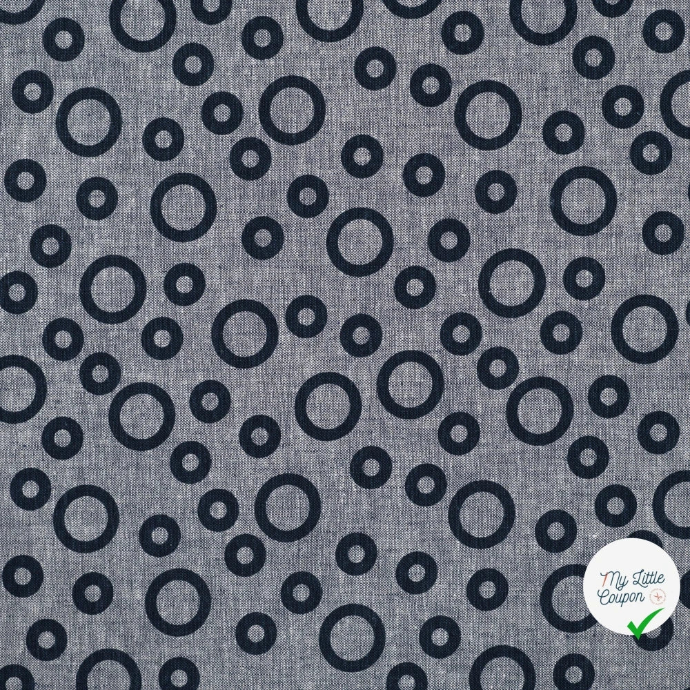 JACQUARD LIN COTON CERCLES DENIM — 55% LIN 45% COTON - My Little Coupon