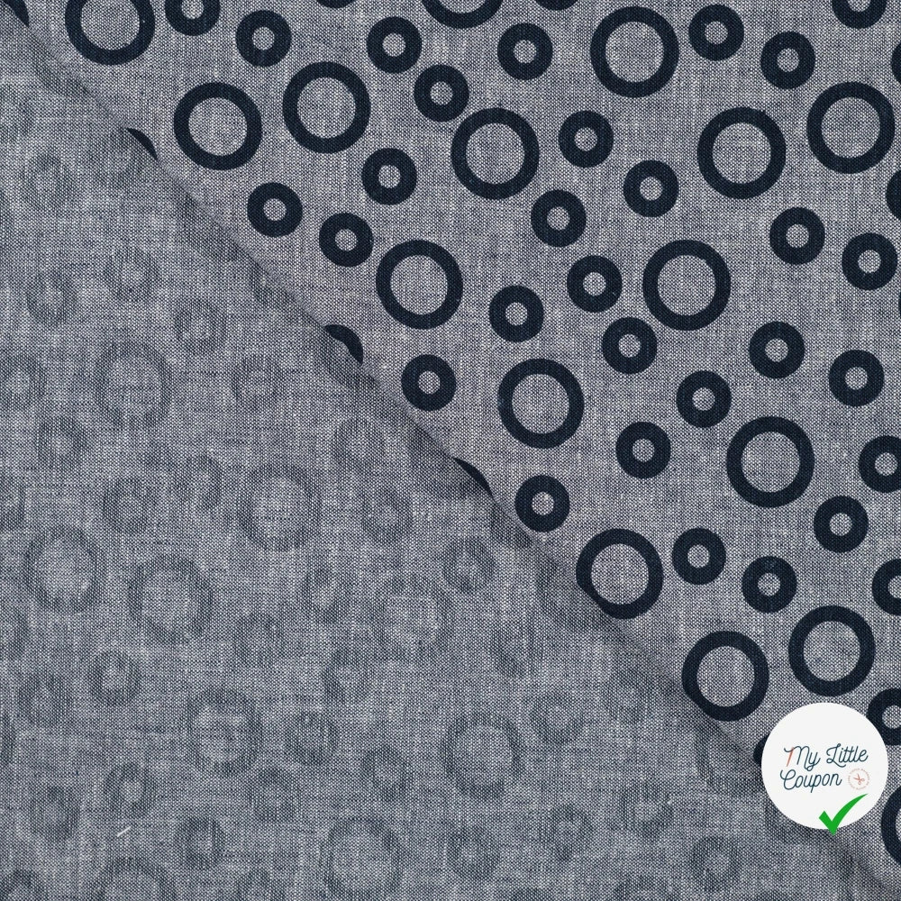 JACQUARD LIN COTON CERCLES DENIM — 55% LIN 45% COTON - My Little Coupon