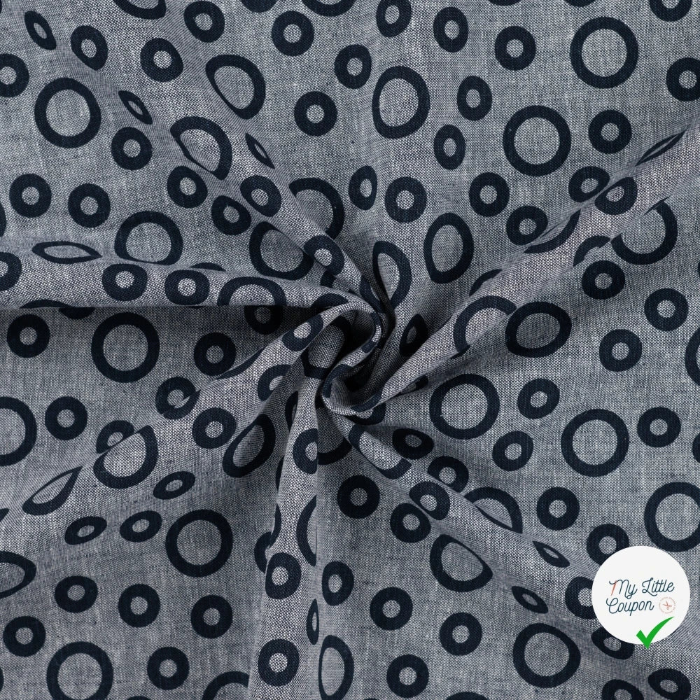 JACQUARD LIN COTON CERCLES DENIM — 55% LIN 45% COTON - My Little Coupon