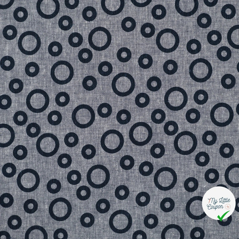 JACQUARD LIN COTON CERCLES DENIM — 55% LIN 45% COTON - My Little Coupon