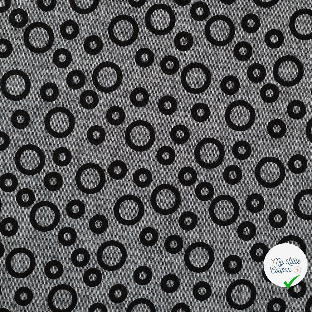 JACQUARD LIN COTON CERCLES NOIR — 55% LIN 45% COTON - My Little Coupon